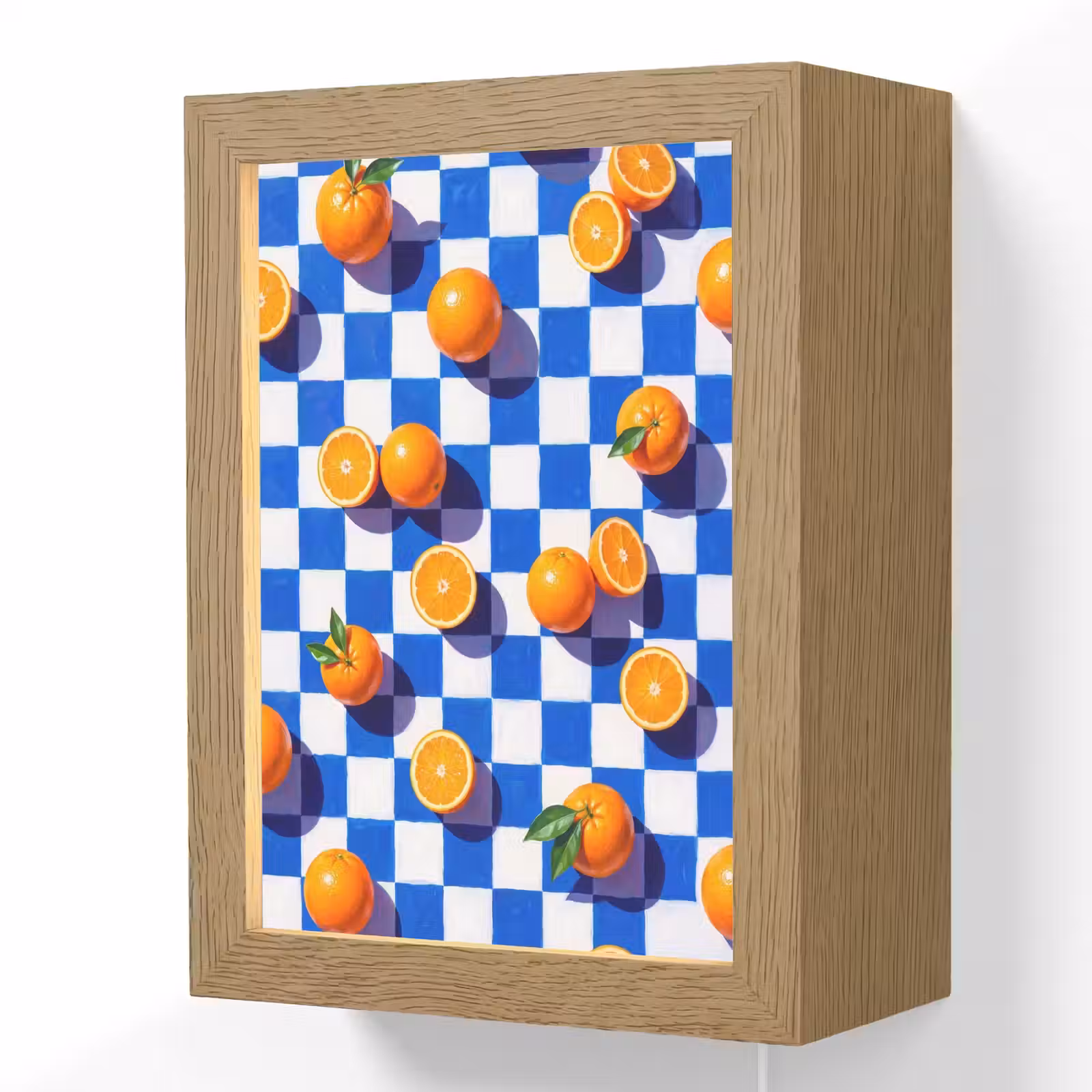 Lightbox - Wandlamp - Sinaasappel - Geruit - Eten - Sinaasappel - Geruit - Eten Light Box met kabel (Wandlamp) klein