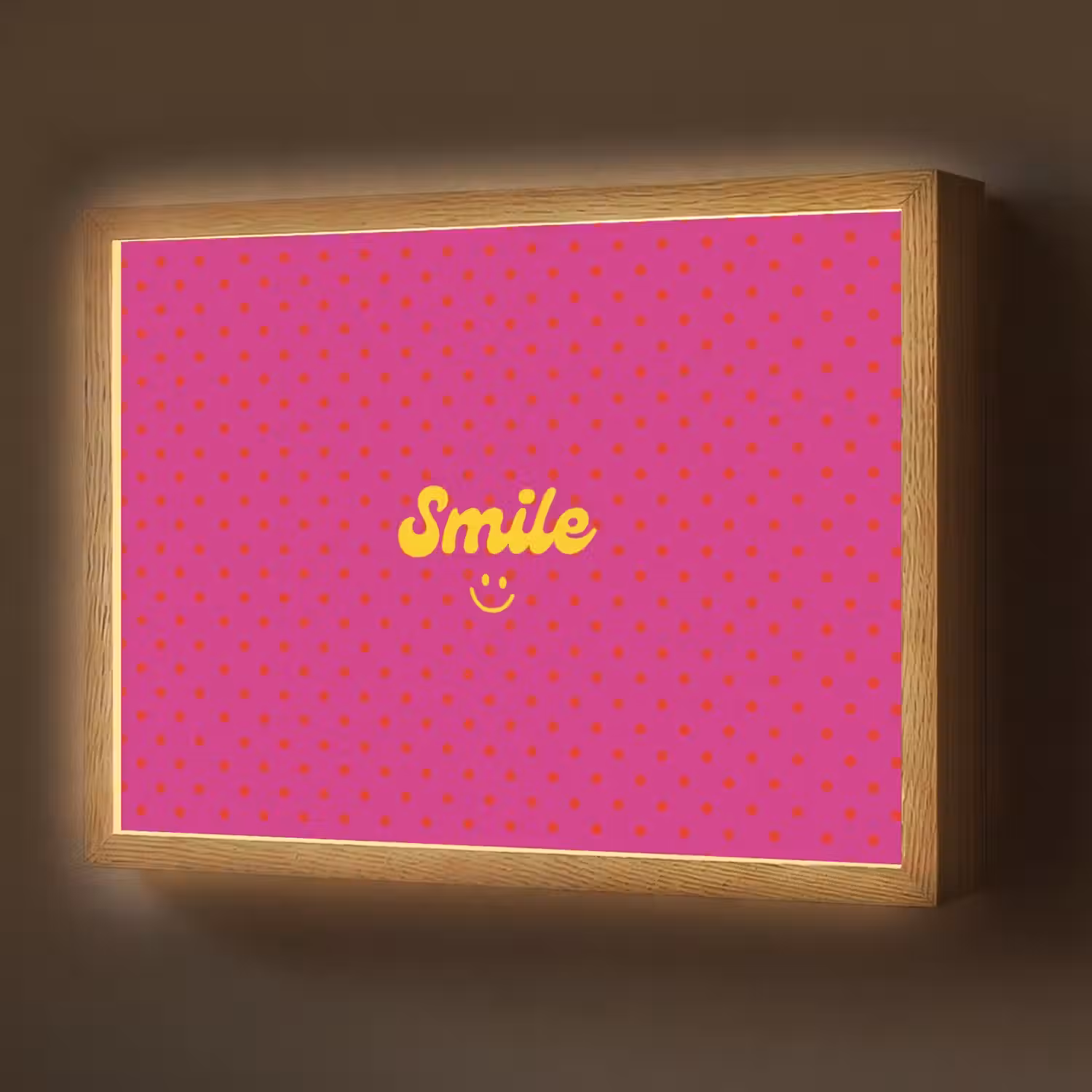 Smile - Stippen - Geel - Smiley - Roze Light Box met batterij (Wandlamp) middel -z3d_website