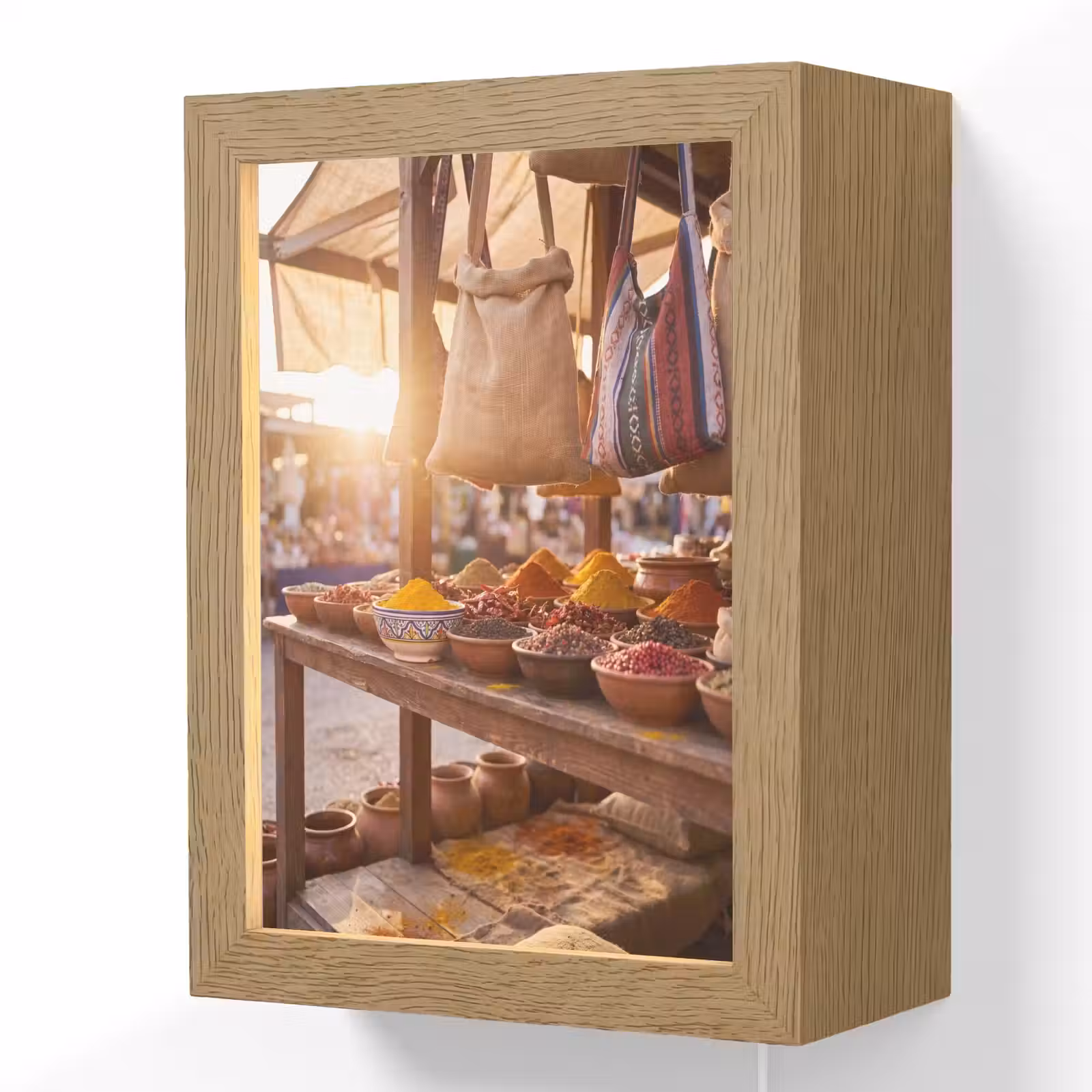Lightbox - Wandlamp - Specerijen - Markt - Kleurrijk - Specerijen - Markt - Kleurrijk Light Box met kabel (Wandlamp) klein