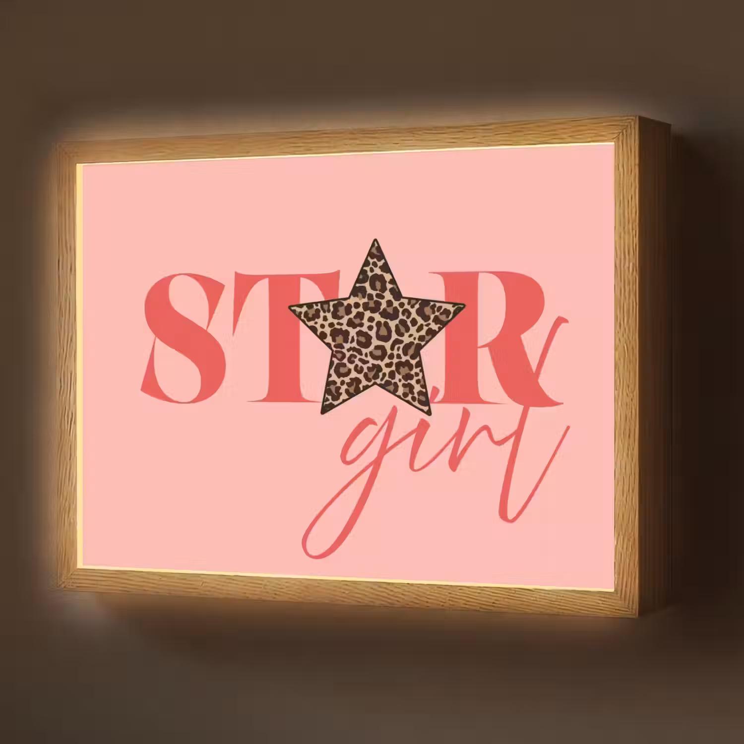 Star girl - Roze - Panter - Ster Light Box met batterij (Wandlamp) middel -z3d_website