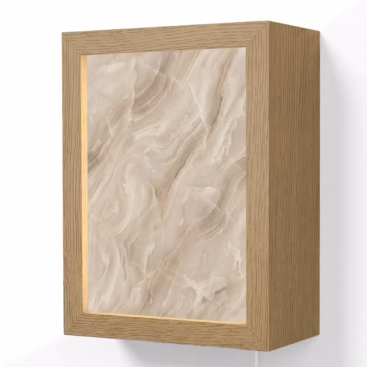Steen - Golvend - Abstract - Beige Light Box met kabel (Wandlamp) klein -3d