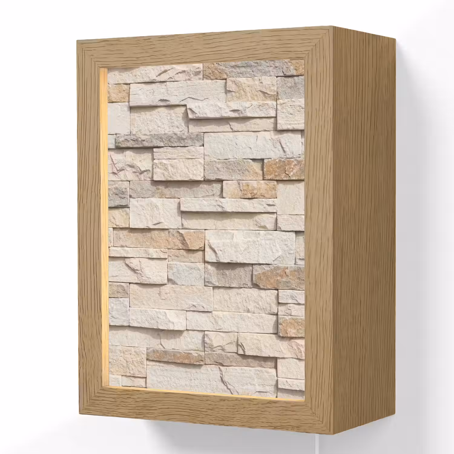 Steen - Muur - Textuur - Rustiek - Beige Light Box met kabel (Wandlamp) klein -3d