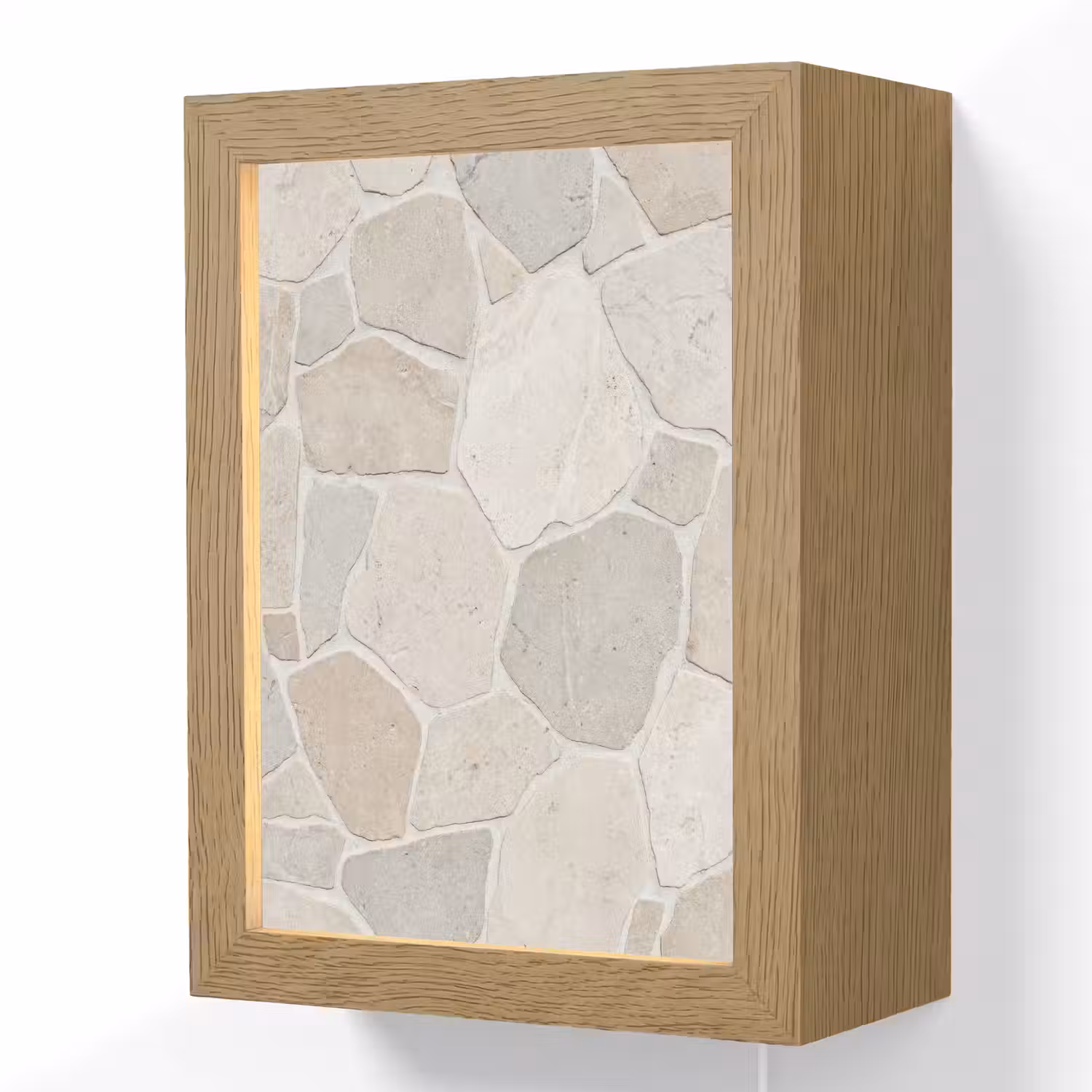 Steen - Patroon - Textuur - Beige Light Box met kabel (Wandlamp) klein -3d