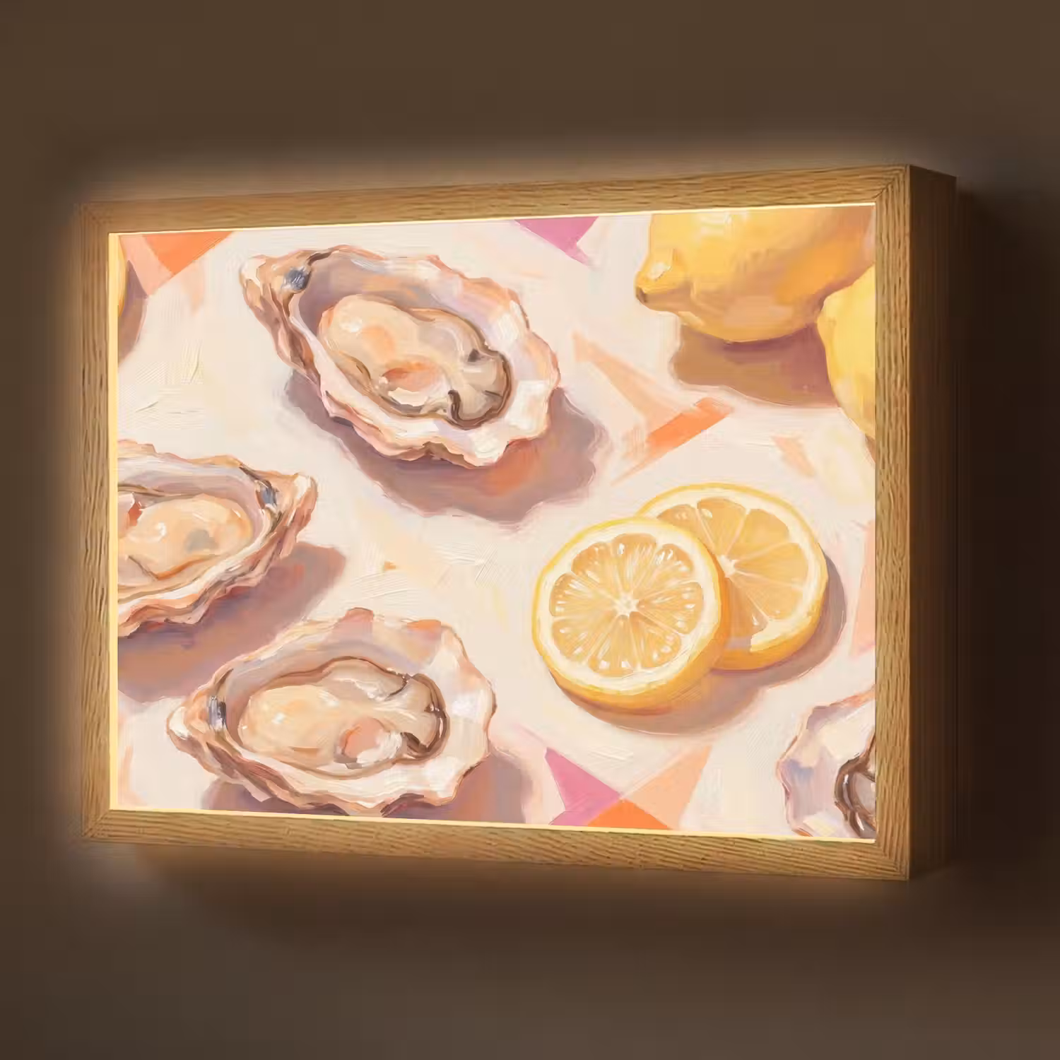 Stilleven - Citroenen - Oesters - Abstract - Oranje Light Box met batterij (Wandlamp) middel -z3d_website