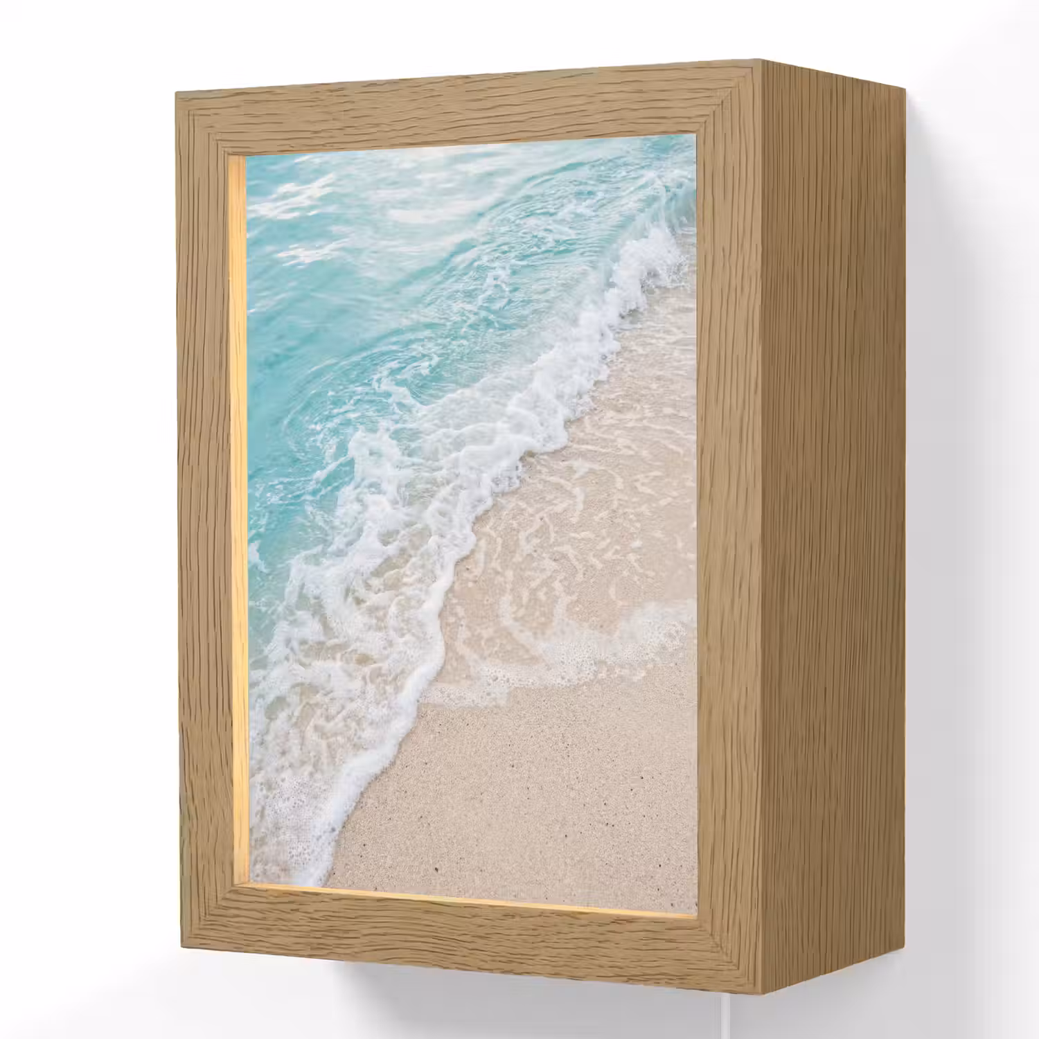 Strand - Zee - Golf - Natuur - Blauw Light Box met kabel (Wandlamp) klein -3d
