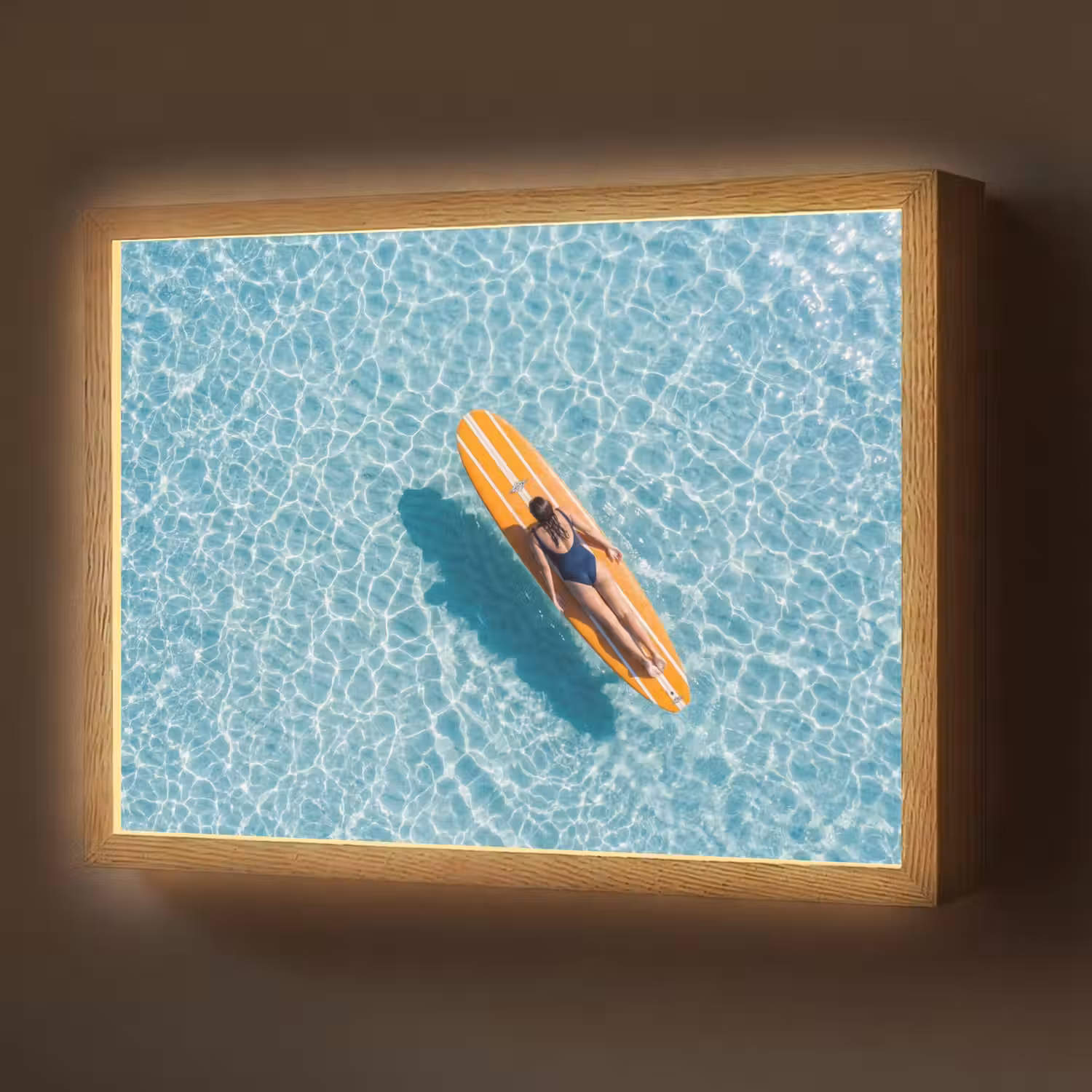 Surfboard - Water - Badpak - Oranje Light Box met batterij (Wandlamp) middel -z3d_website