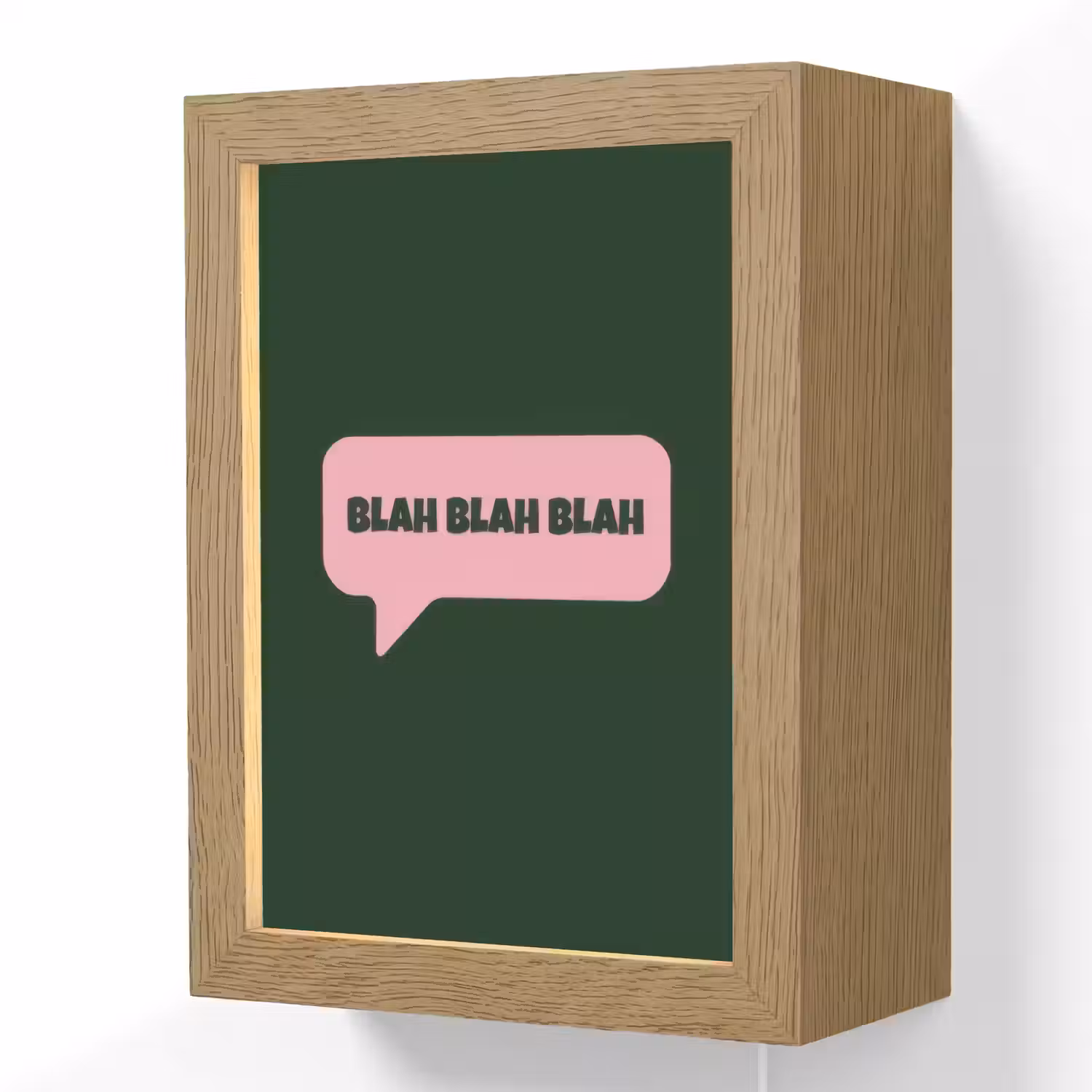 Tekstwolk - BLAH BLAH BLAH - Roze Light Box met kabel (Wandlamp) klein -3d