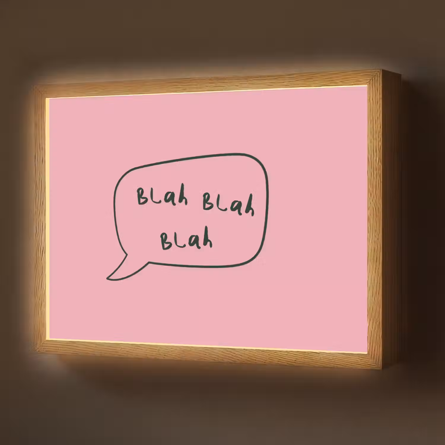 Tekstwolkje - BLAH BLAH BLAH - Roze Light Box met batterij (Wandlamp) middel -z3d_website