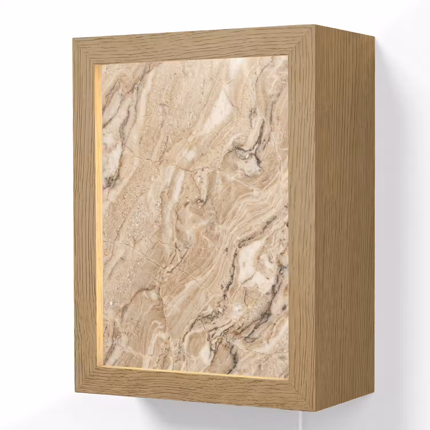 Textuur - Aders - Abstract - Modern - Beige Light Box met kabel (Wandlamp) klein -3d