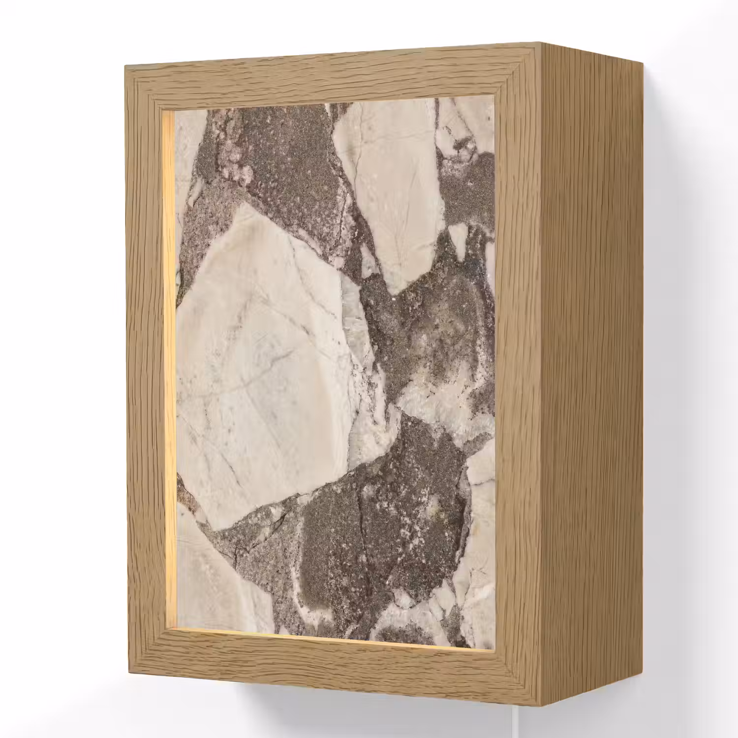 Textuur - Marmer - Abstract - Beige - Bruin Light Box met kabel (Wandlamp) klein -3d