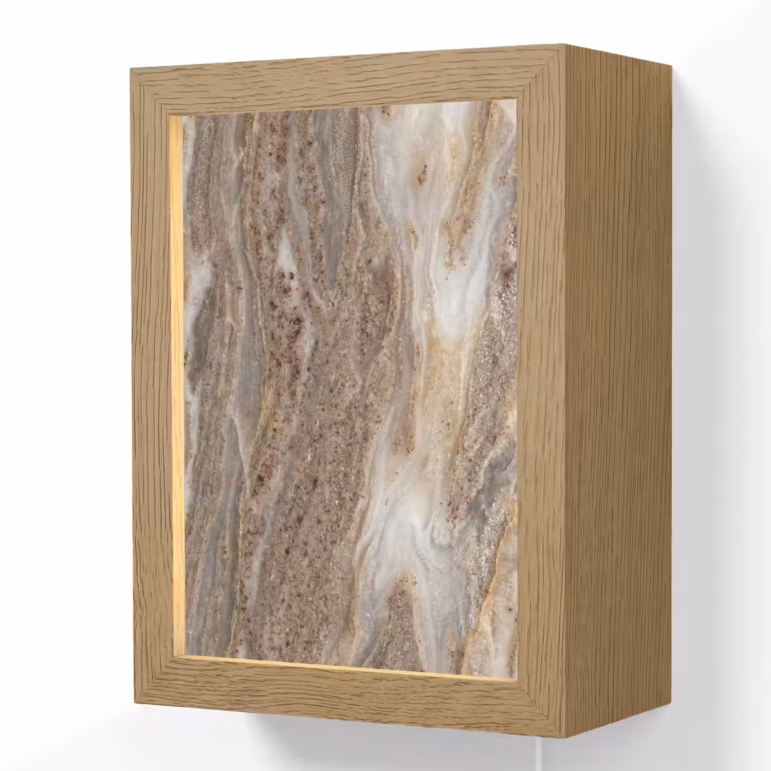 Textuur - Steen - Abstract - Beige Light Box met kabel (Wandlamp) klein -3d