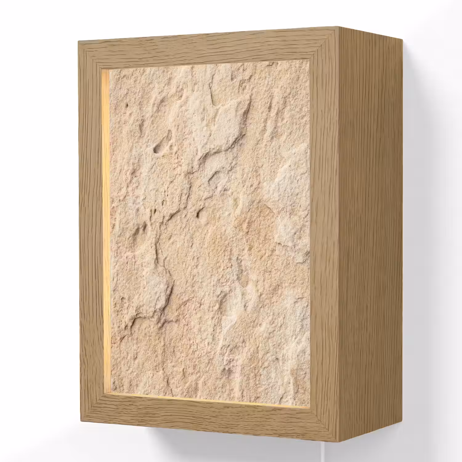 Textuur - Steen - Natuur - Beige Light Box met kabel (Wandlamp) klein -3d
