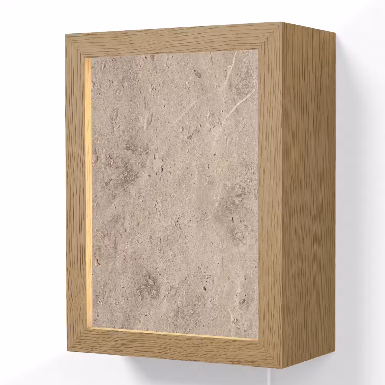 Textuur - Steen - Patroon - Rustiek - Beige Light Box met kabel (Wandlamp) klein -3d
