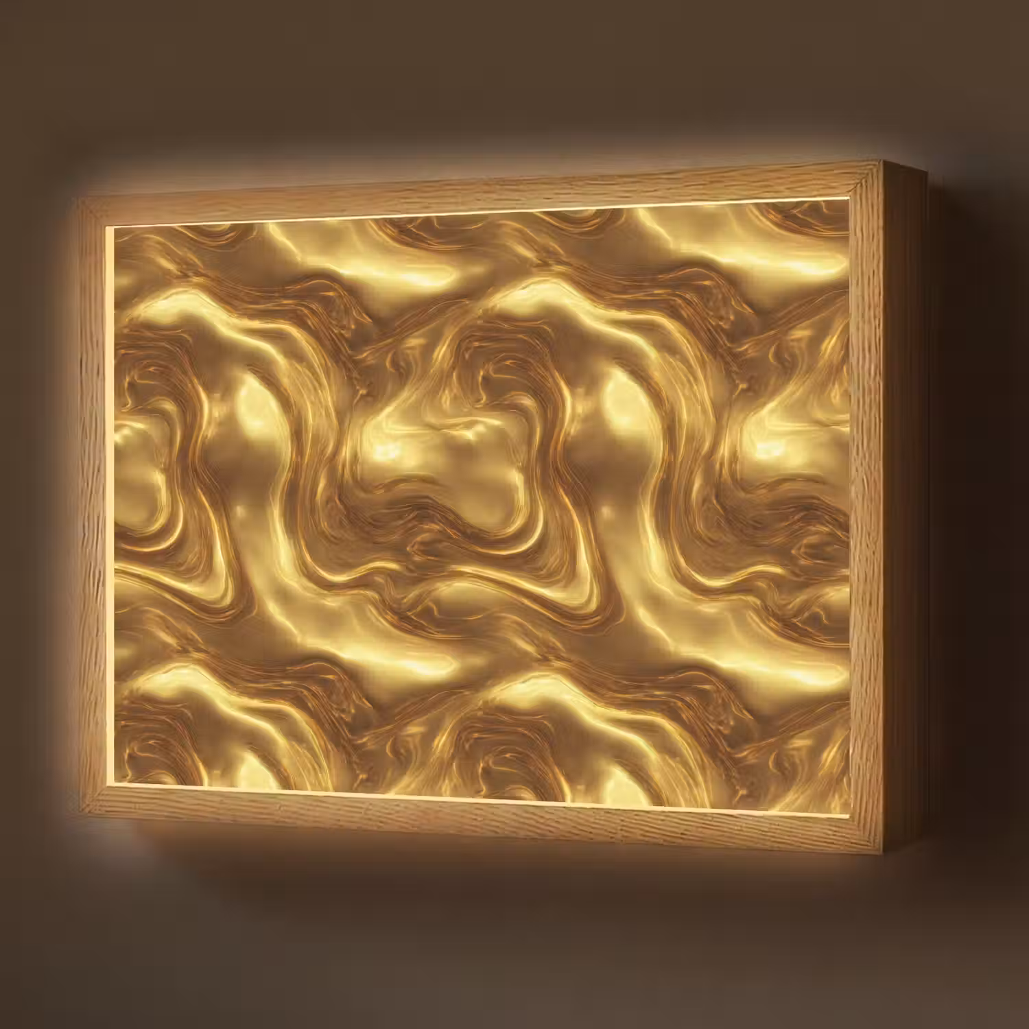 Textuur - Vloeibaar - Organisch - Goud Light Box met batterij (Wandlamp) middel 907 -z3d_website