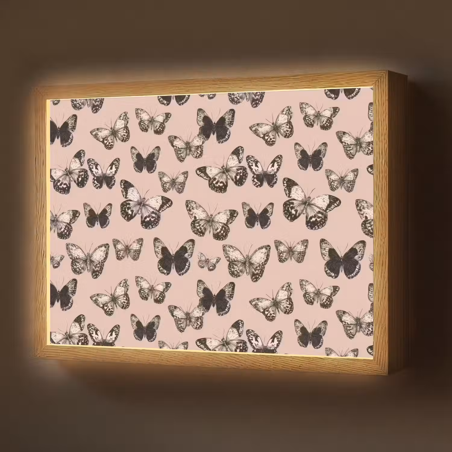 Tijdloos - Vlinders - Perzik Light Box met batterij (Wandlamp) middel 907 -z3d_website