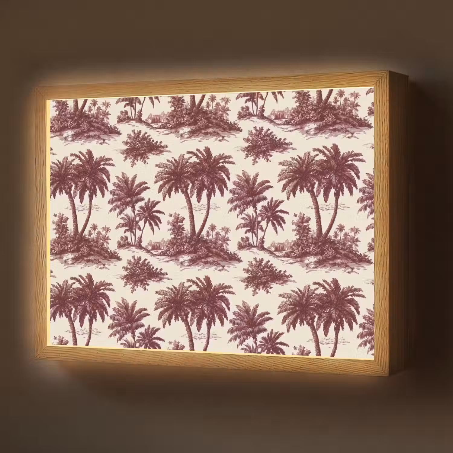 Tropisch - Geometrisch - Bordeauxrood Light Box met batterij (Wandlamp) middel 907 -z3d_website
