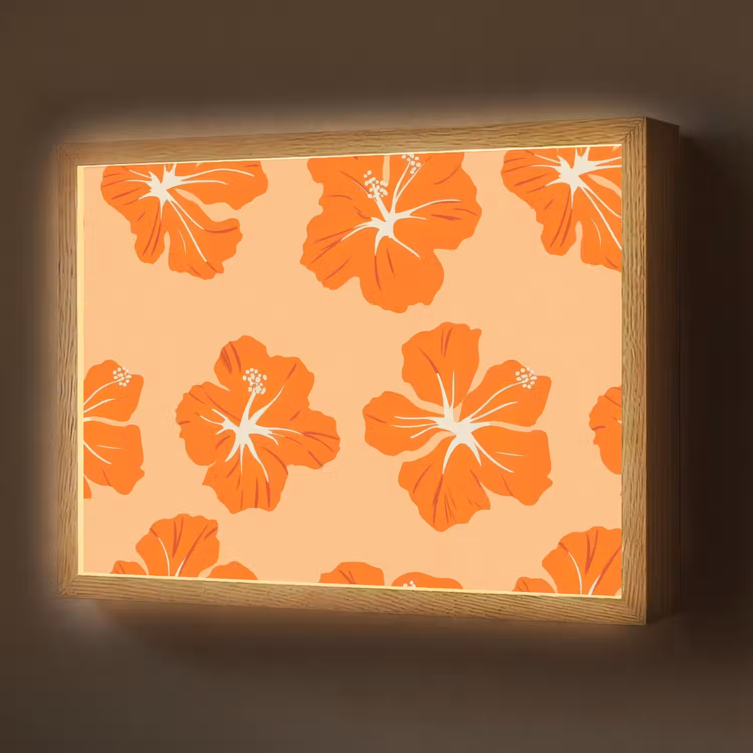 Tropisch - Hibiscus - Oranje Light Box met batterij (Wandlamp) middel 907 -z3d_website