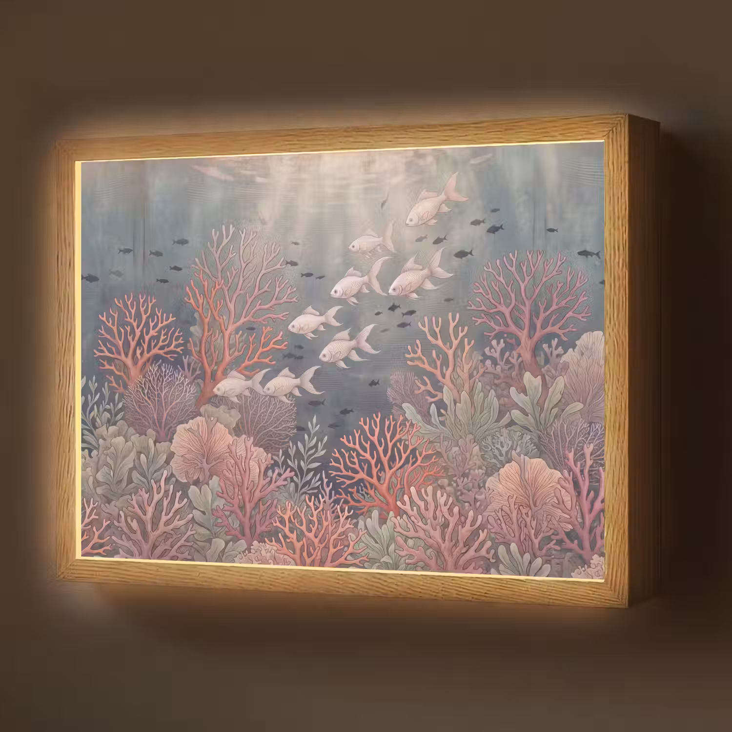 Vis - Koraal - Onderwater - Illustratie - Vintage Light Box met batterij (Wandlamp) middel -z3d_website