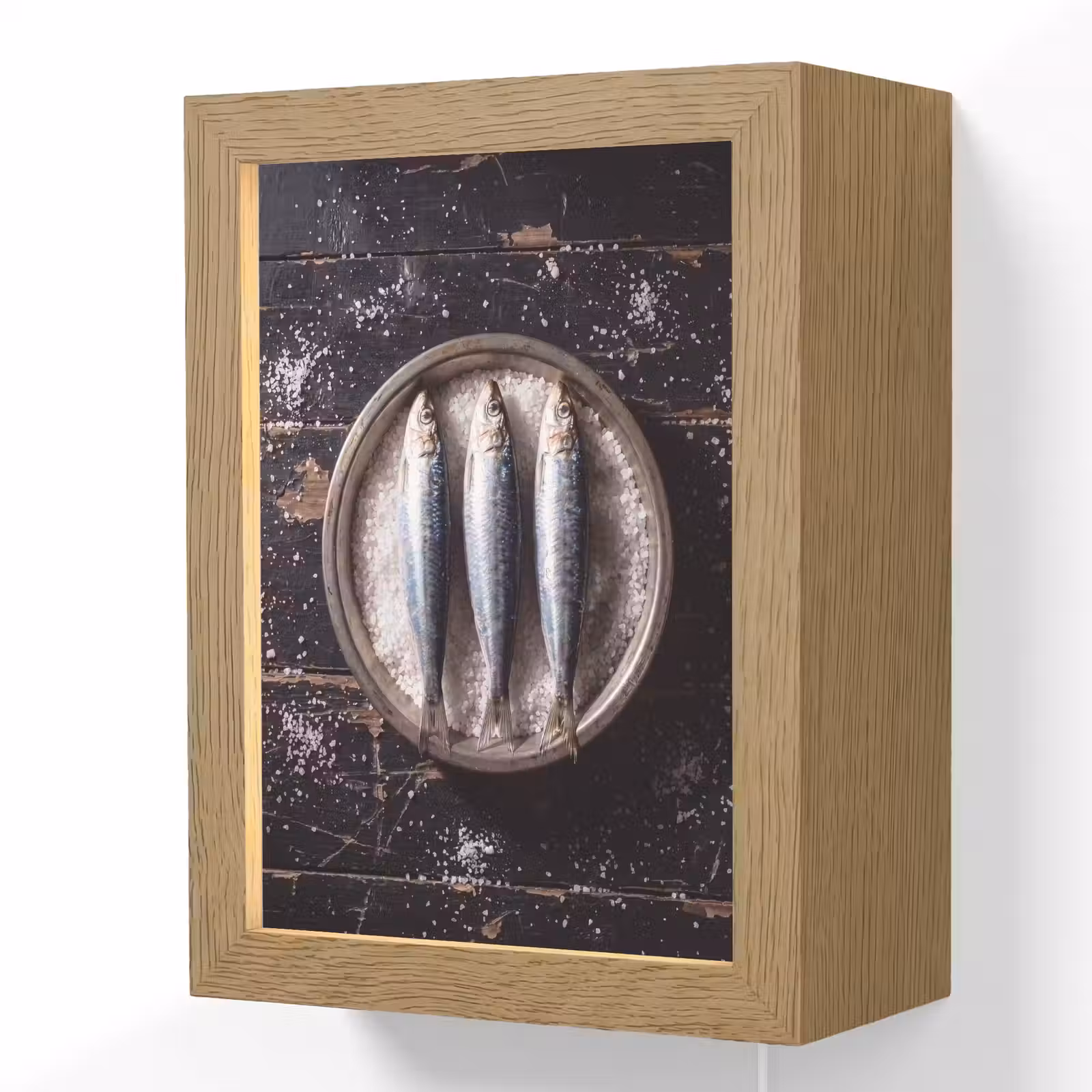 Lightbox - Wandlamp - Vis - Zout - Eten - Vis - Zout - Eten Light Box met kabel (Wandlamp) klein