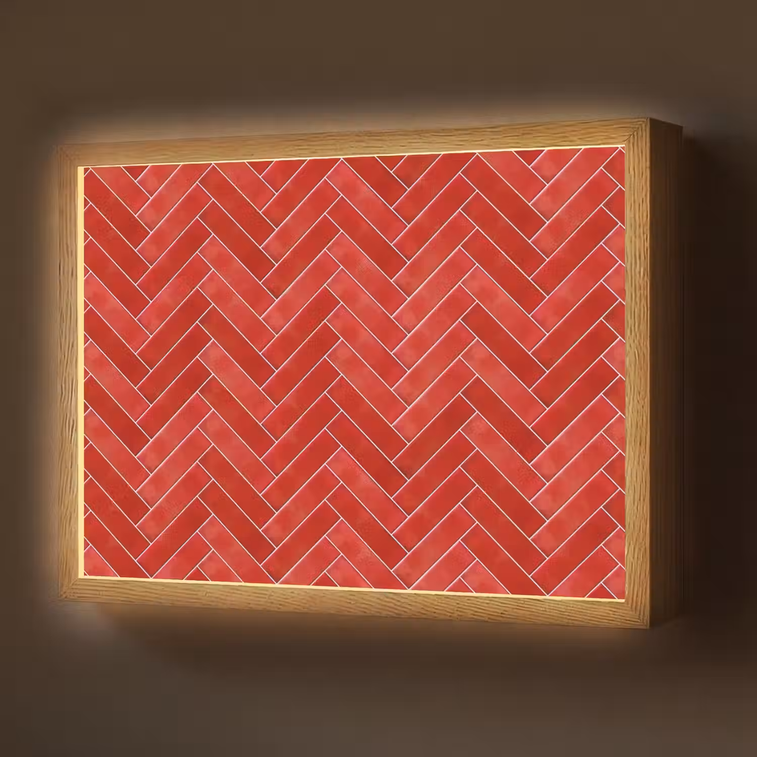 Visgraat - Tegel - Rood Light Box met batterij (Wandlamp) middel 907 -z3d_website