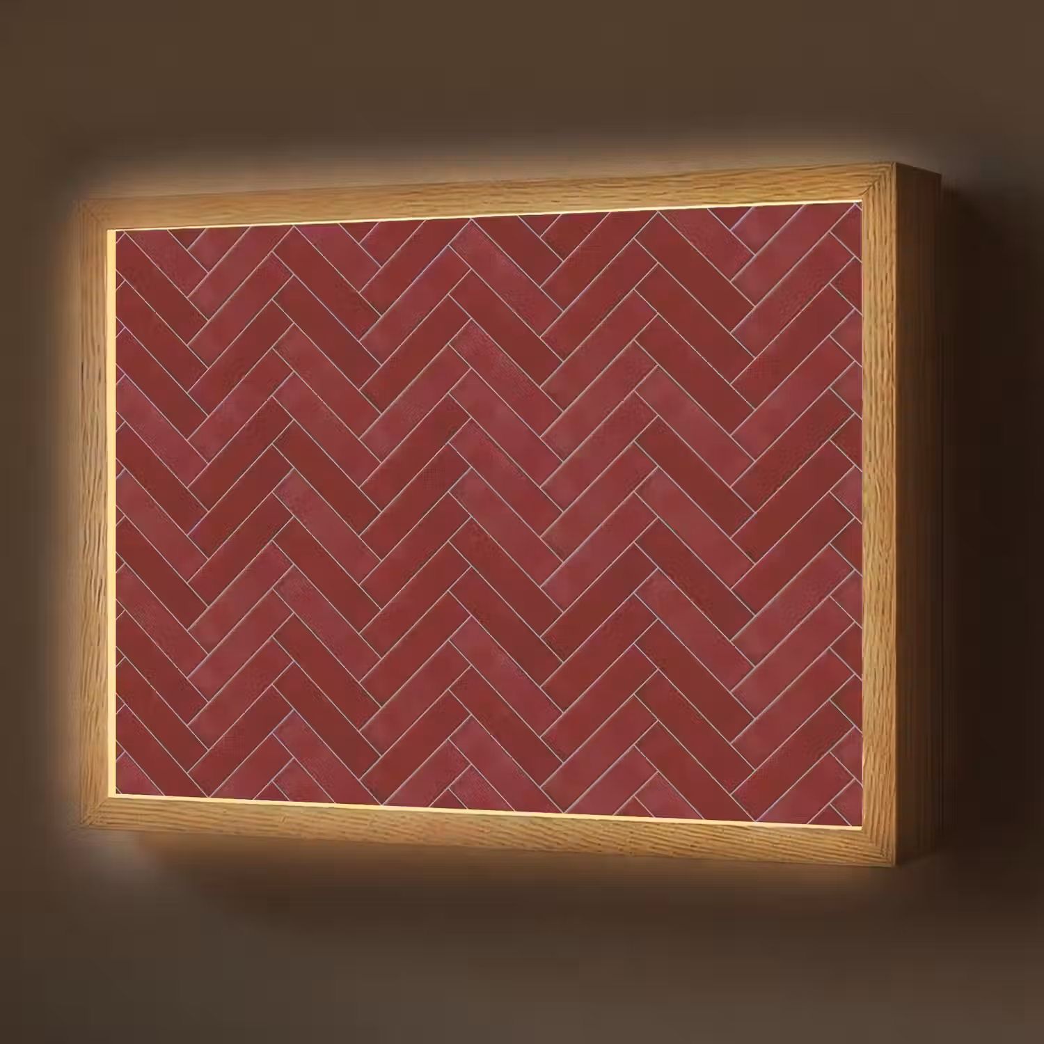 Visgraat - Wandtegel - Bordeaux - Rood Light Box met batterij (Wandlamp) middel 907 -z3d_website
