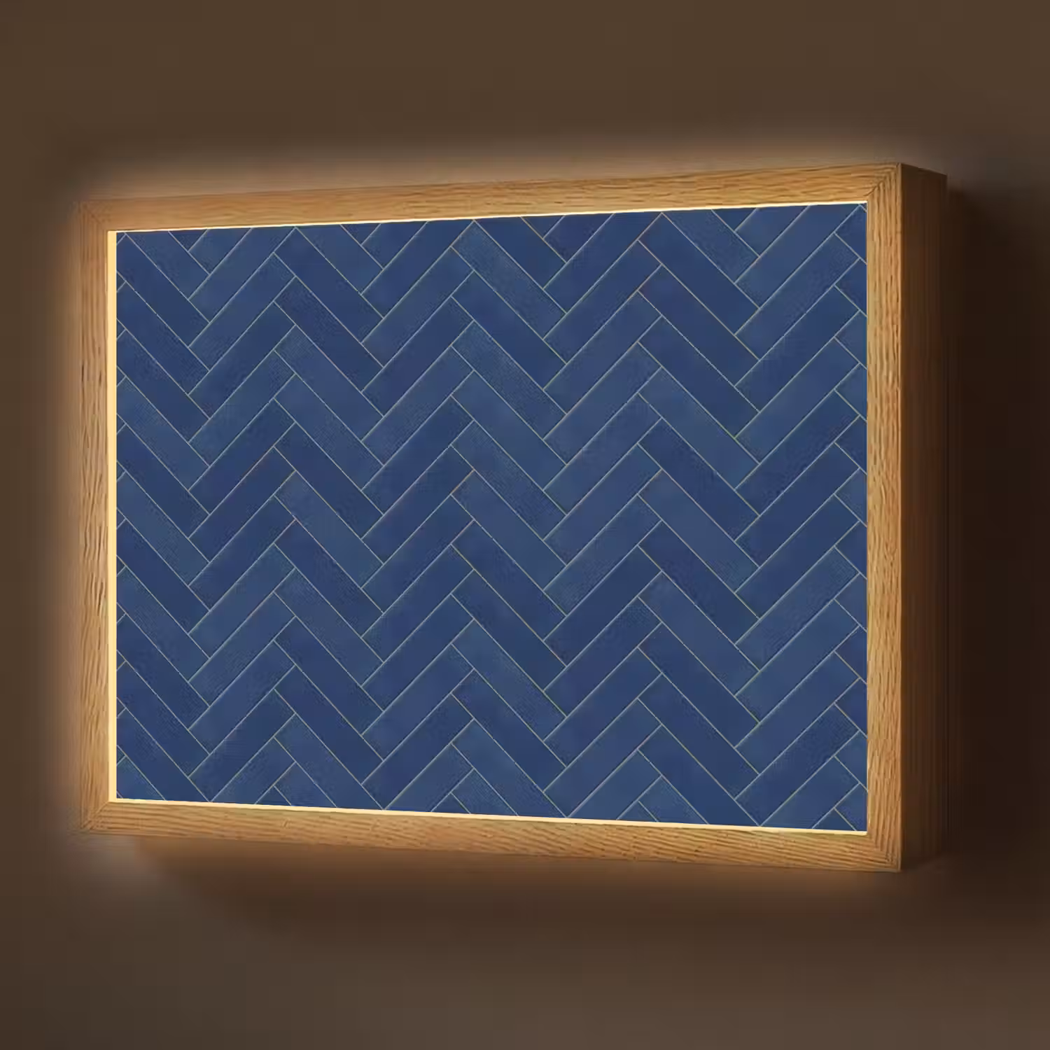 Visgraat - Wandtegel - Donkerblauw - Navy Blue Light Box met batterij (Wandlamp) middel 907 -z3d_website
