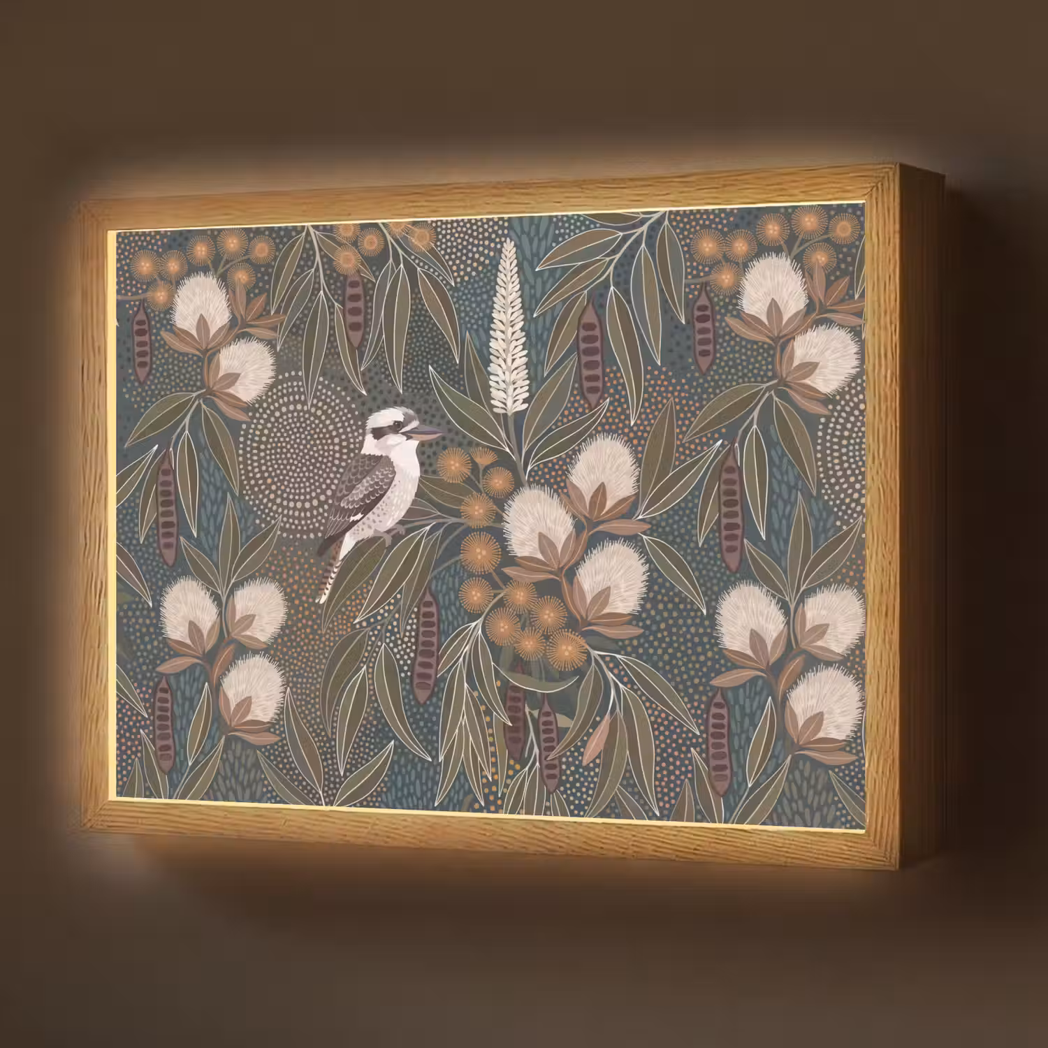 Vogel - Bladeren - Natuur - Illustratie - Groen Light Box met batterij (Wandlamp) middel -z3d_website