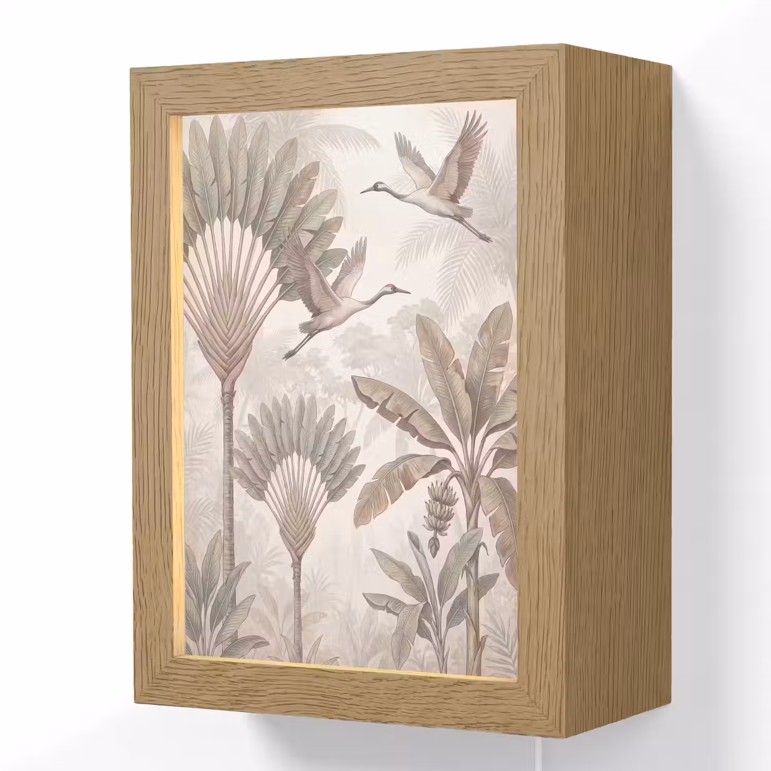Vogel - Tropisch - Jungle - Natuur - Beige Light Box met kabel (Wandlamp) klein -3d