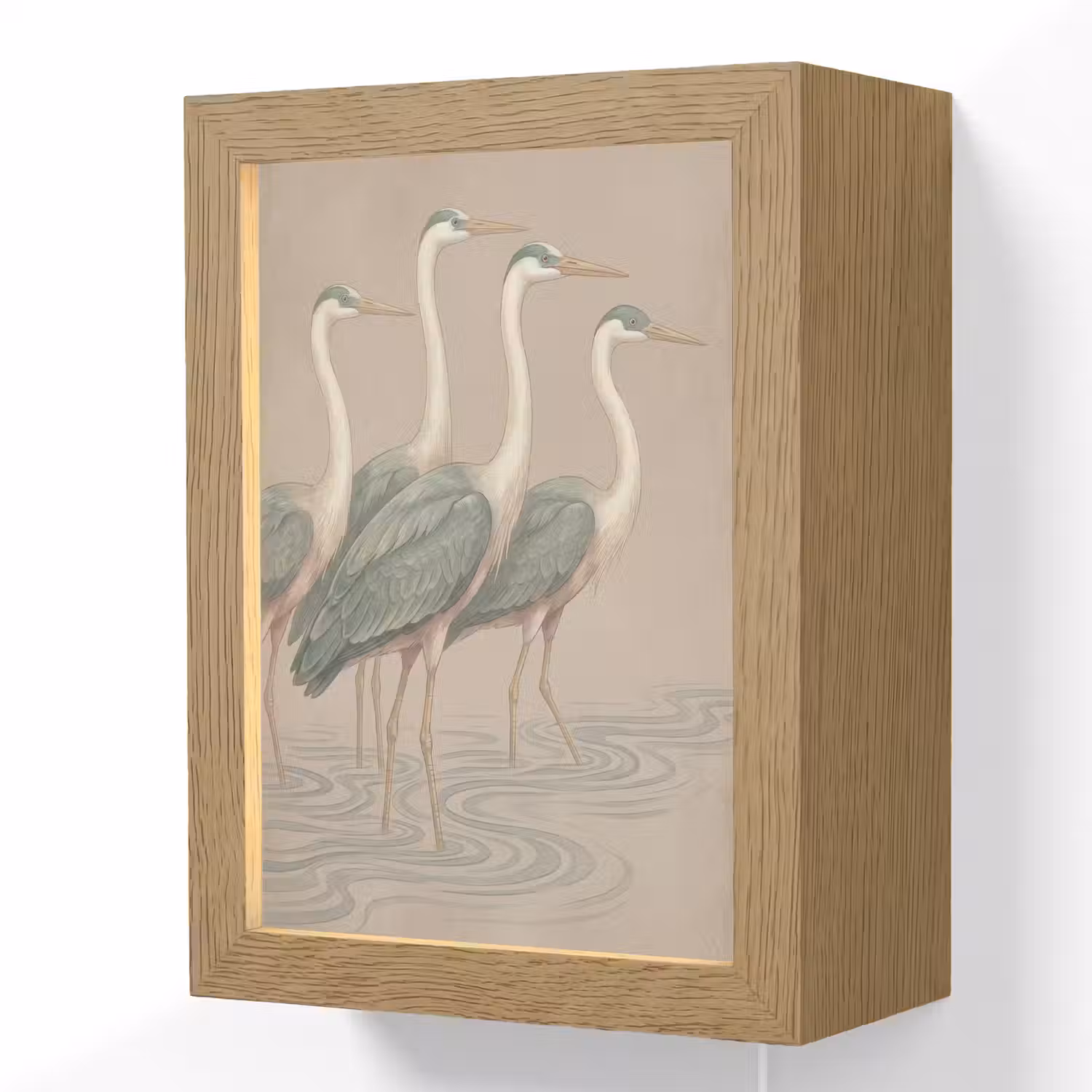 Vogel - Water - Natuur - Vintage Light Box met kabel (Wandlamp) klein -3d