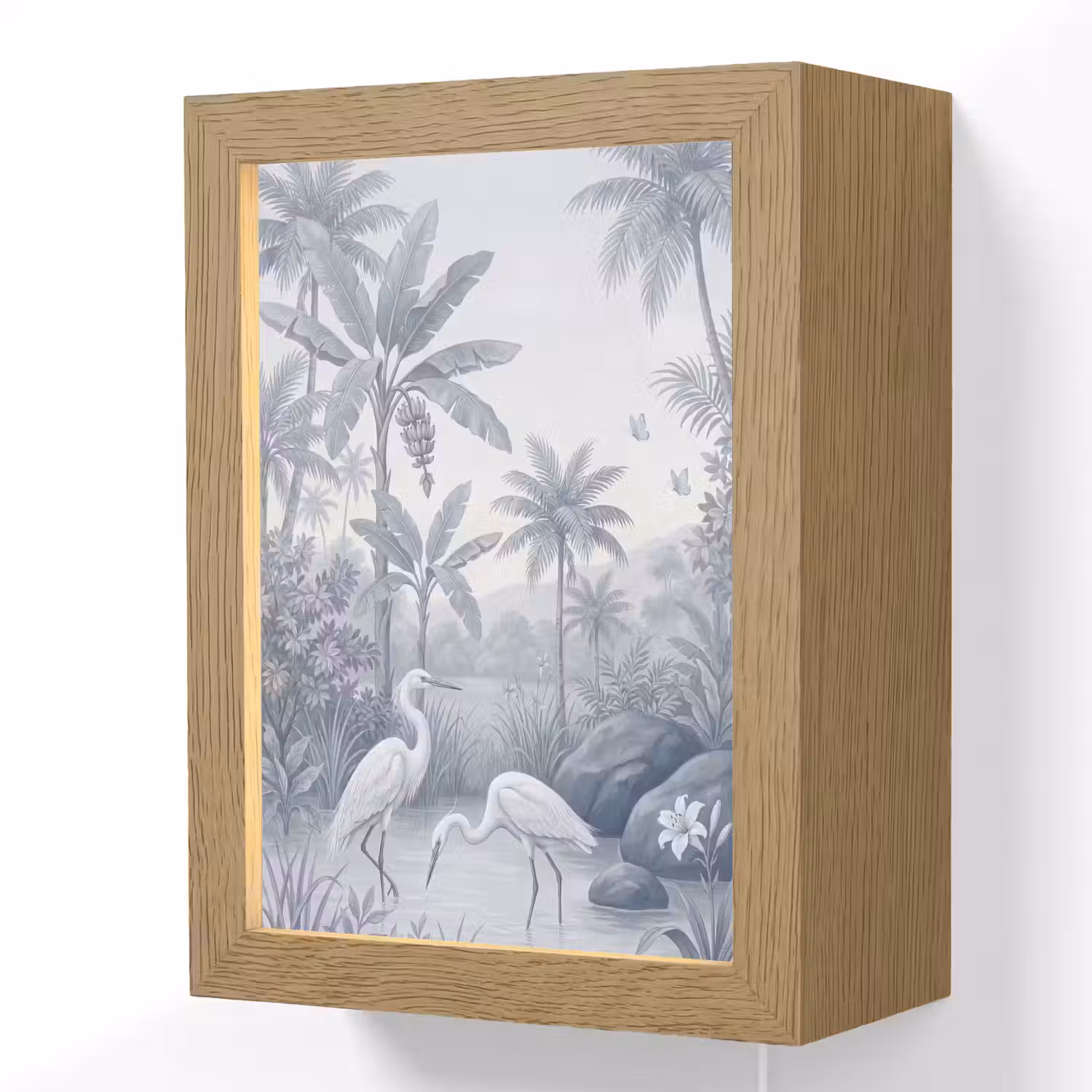 Vogel - Water - Tropisch - Natuur - Blauw Light Box met kabel (Wandlamp) klein -3d