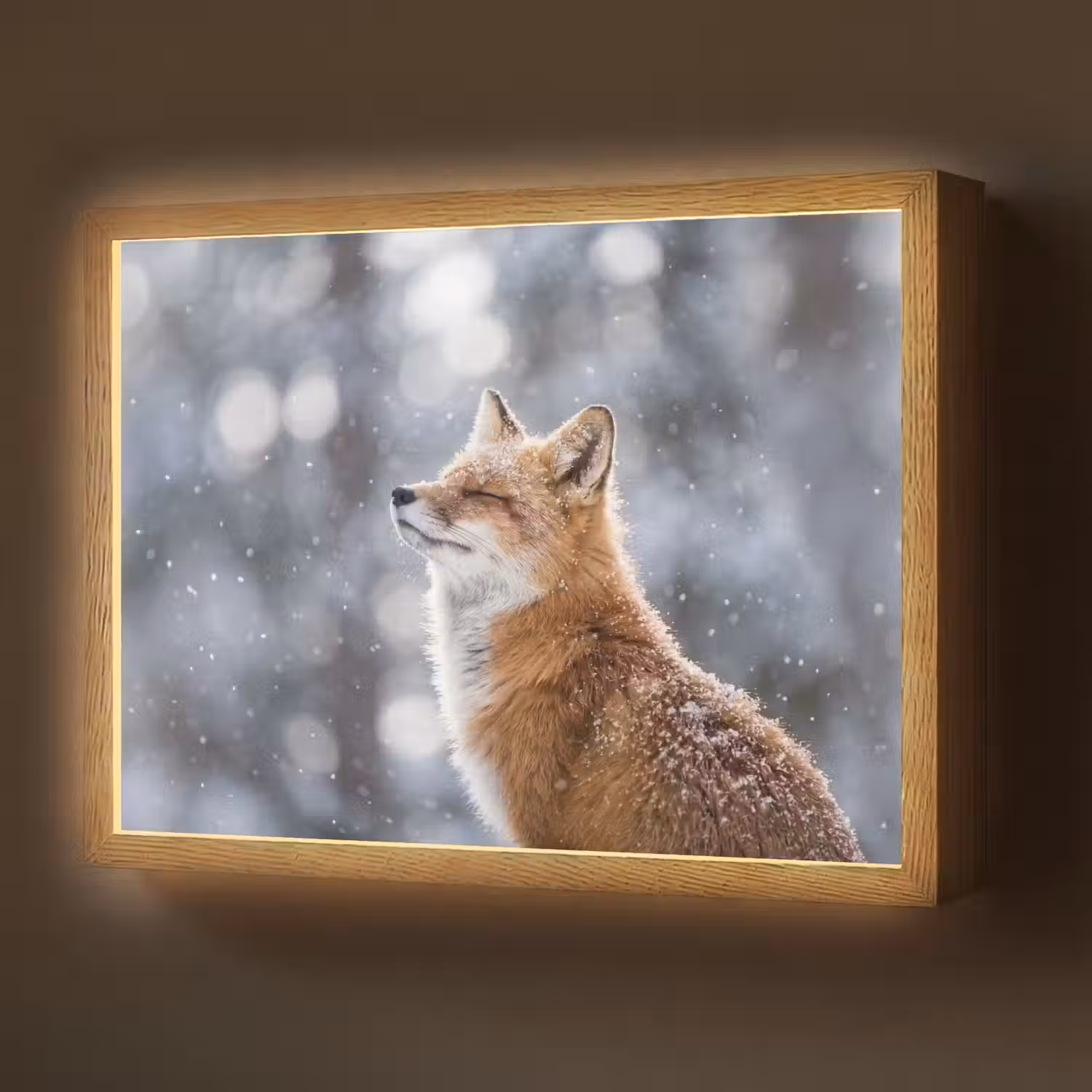 Vos - Sneeuwval - Portret - Winter - Sfeervol Light Box met batterij (Wandlamp) middel -z3d_website