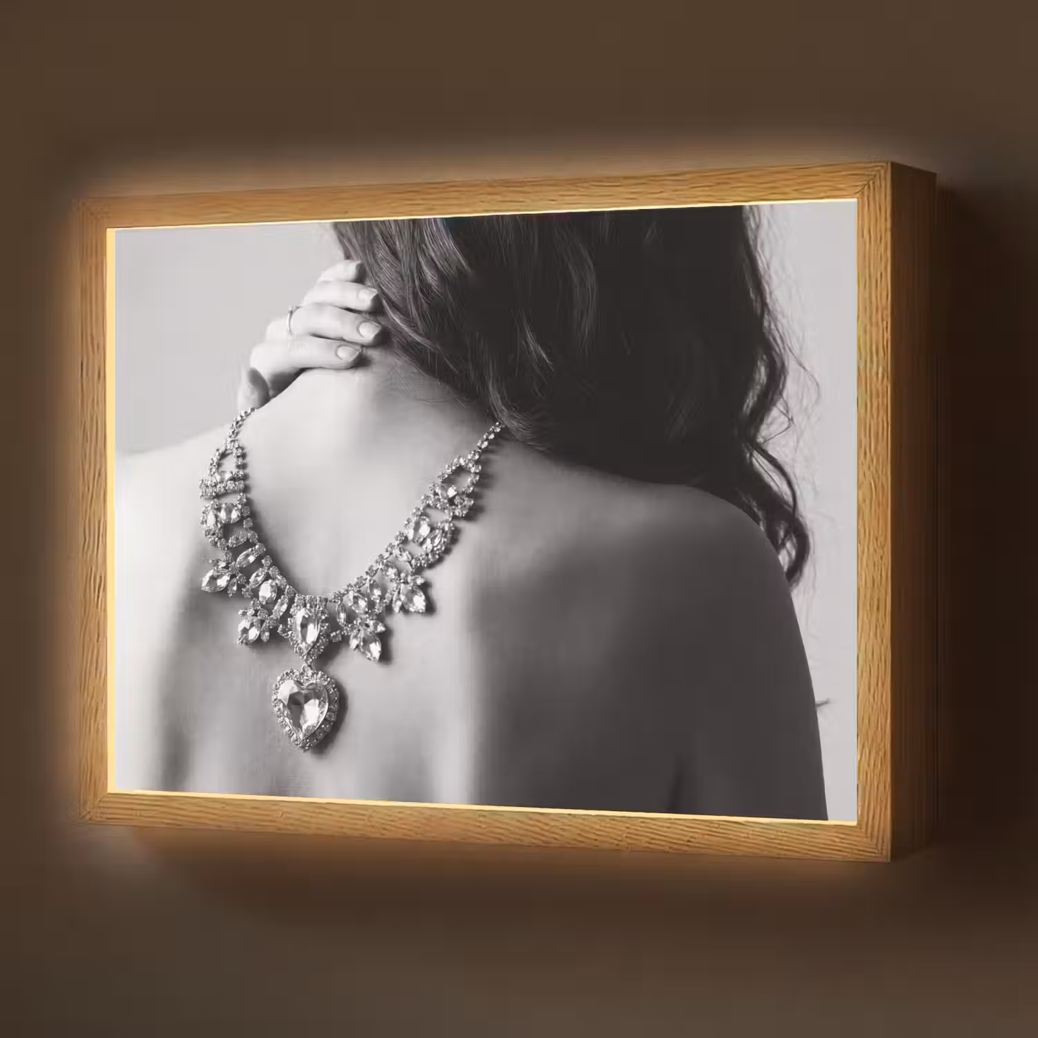 Vrouw - Ketting - Fashion - Zwart - Wit Light Box met batterij (Wandlamp) middel -z3d_website