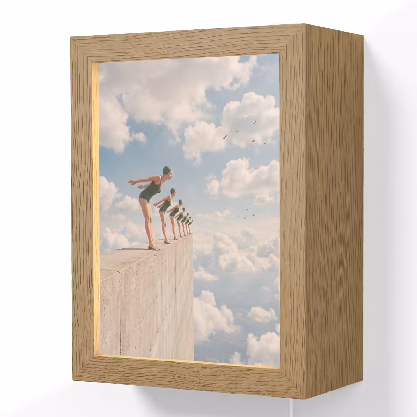 Lightbox - Wandlamp - Vrouwen - Duikhouding - Wolken - Vrouwen - Duikhouding - Wolken Light Box met kabel (Wandlamp) klein