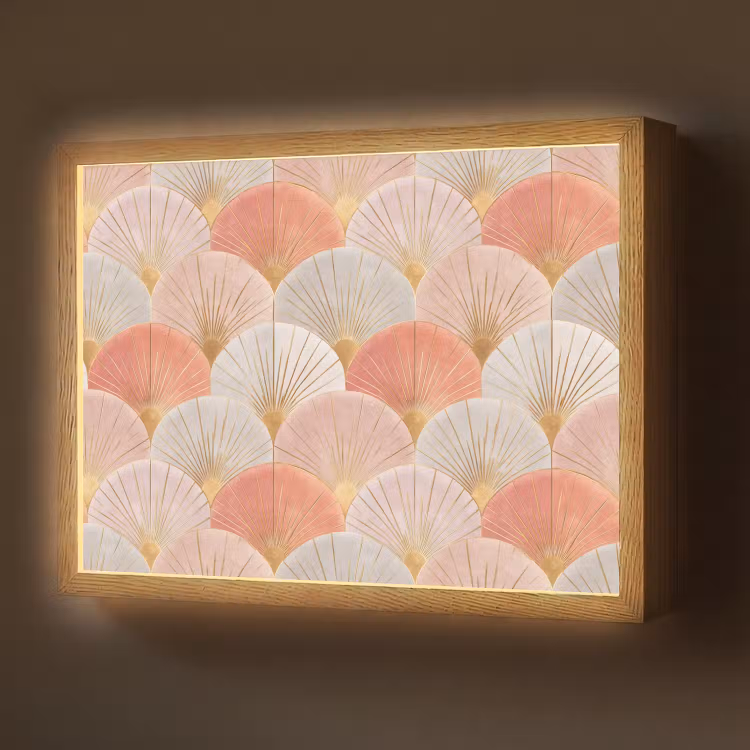 Waaiers - Goud - Roze Light Box met batterij (Wandlamp) middel 907 -z3d_website