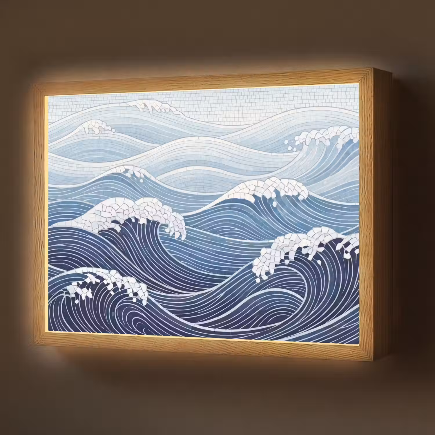 Water - Mozaïek - Landschap - Modern - Blauw Light Box met batterij (Wandlamp) middel -z3d_website