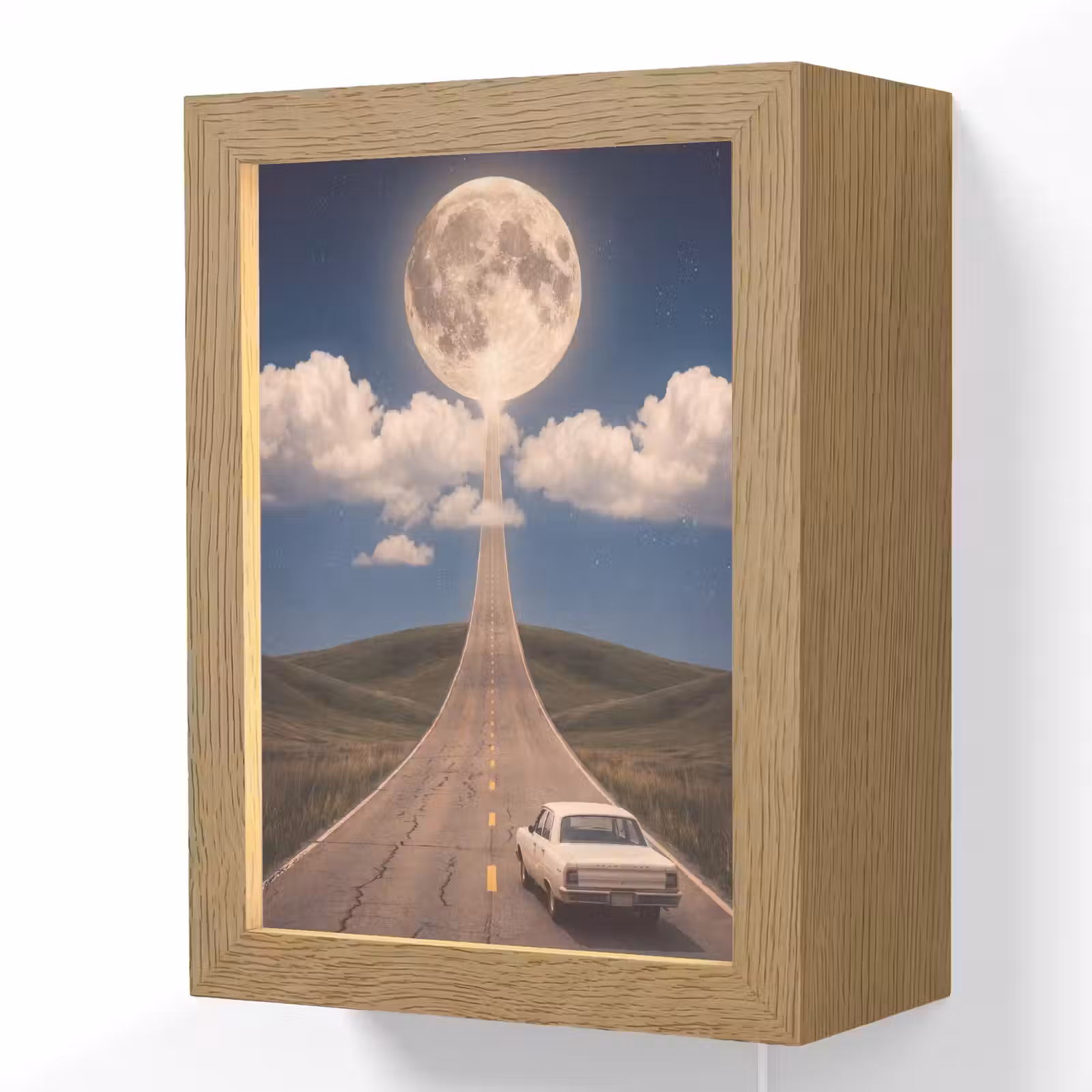Lightbox - Wandlamp - Weg - Maan - Nacht - Weg - Maan - Nacht Light Box met kabel (Wandlamp) klein