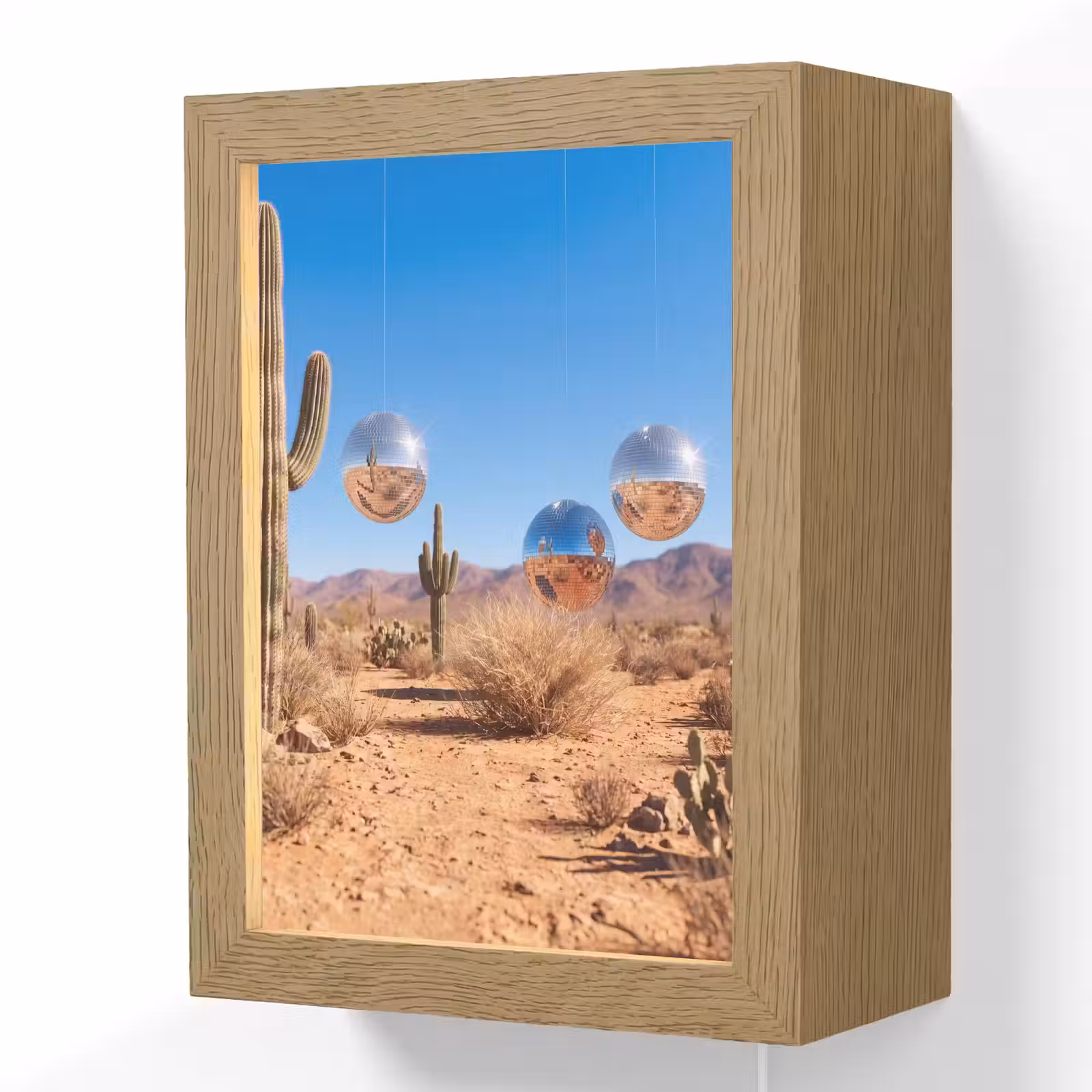 Lightbox - Wandlamp - Woestijn - Spiegelbal - Kunst - Woestijn - Spiegelbal - Kunst Light Box met kabel (Wandlamp) klein