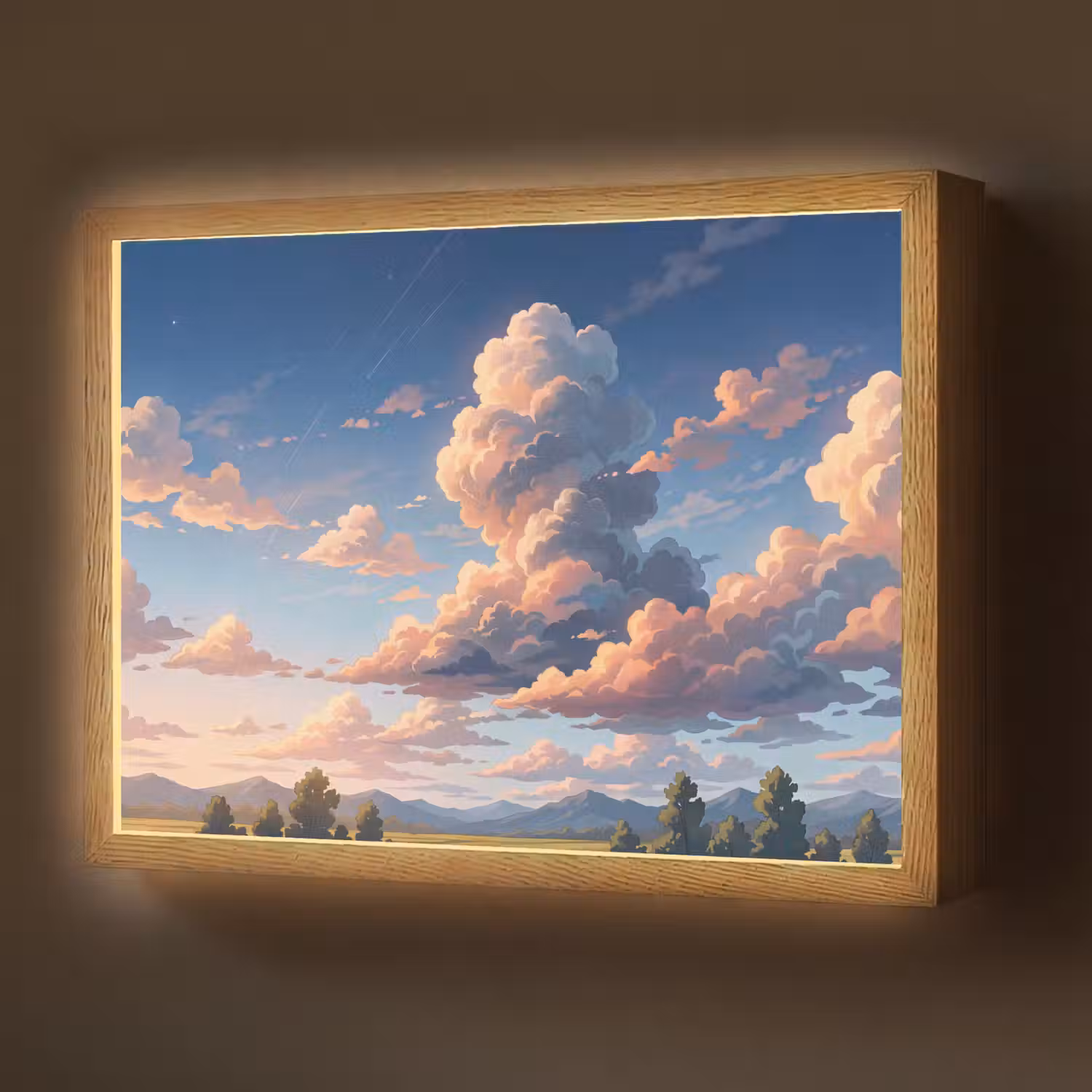 Wolken - Daghemel - Natuur - Illustratie - Oranje Light Box met batterij (Wandlamp) middel -z3d_website