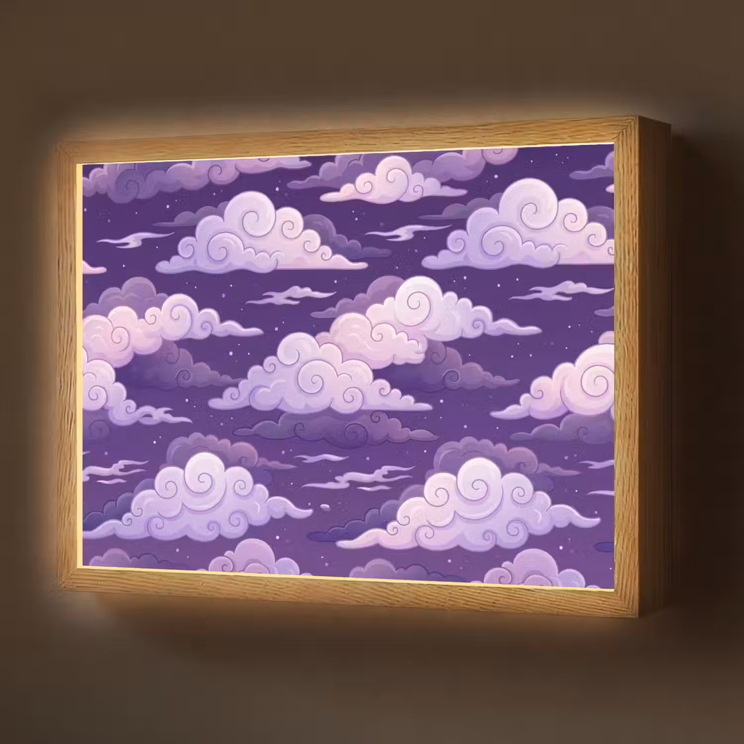 Wolken - Nacht - Natuur - Abstract - Paars Light Box met batterij (Wandlamp) middel -z3d_website