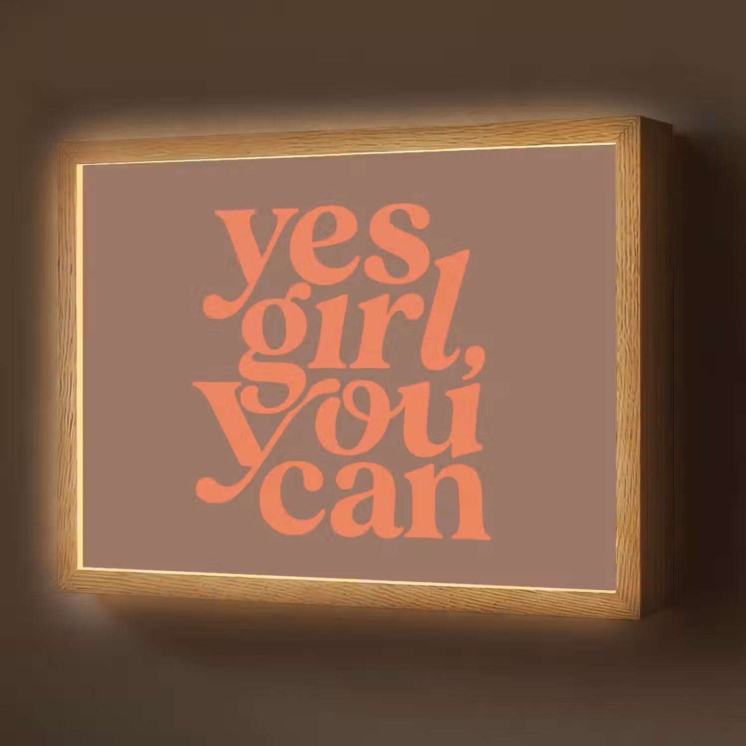 Yes girl you can - Oranje - Bruin Light Box met batterij (Wandlamp) middel -z3d_website