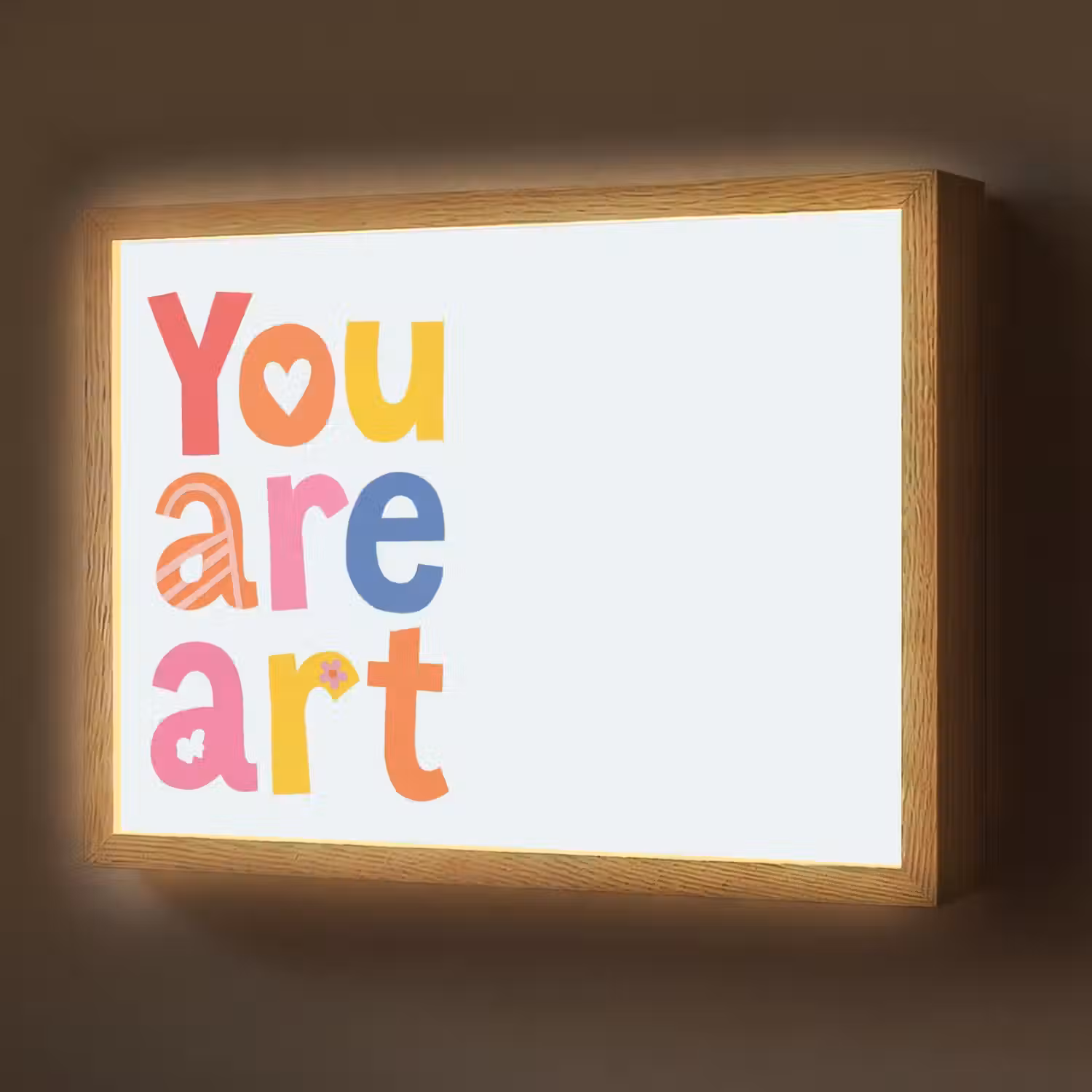 You are art - Kleurrijk - Grafisch Light Box met batterij (Wandlamp) middel -z3d_website