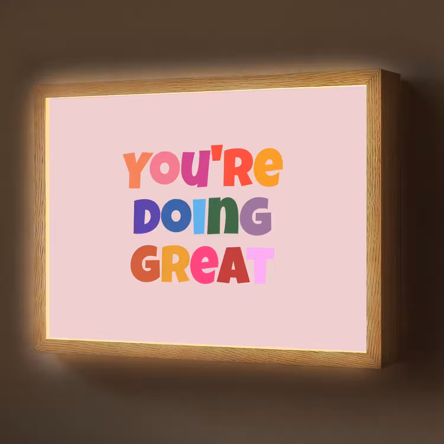 You're doing great - Roze - Kleurrijk Light Box met batterij (Wandlamp) middel -z3d_website