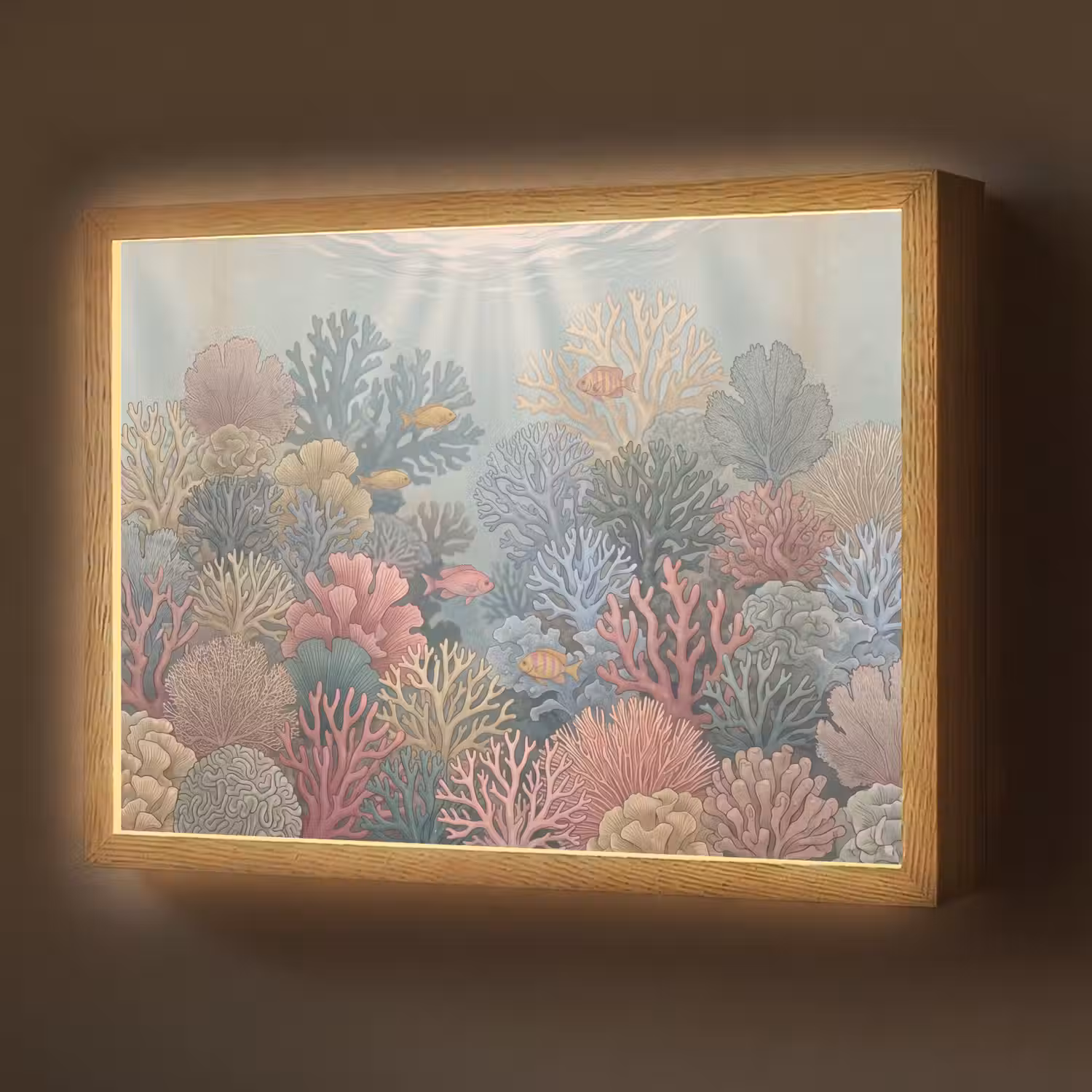 Zee - Koraal - Vis - Natuur - Kleurrijk Light Box met batterij (Wandlamp) middel -z3d_website