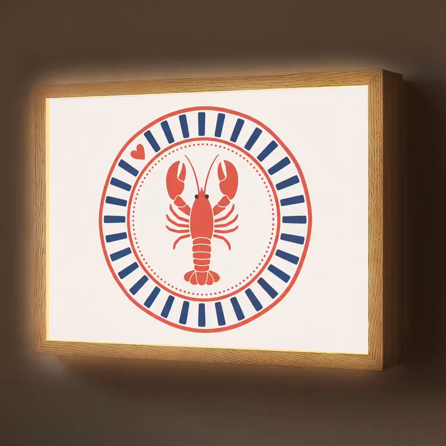 Zeeleven - Kreeft - Embleem - Grafisch - Rood Light Box met batterij (Wandlamp) middel -z3d_website
