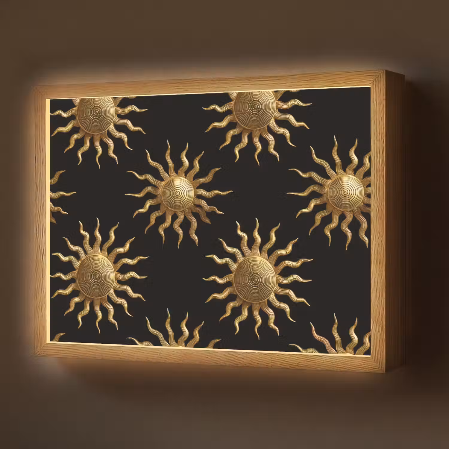Zon - Patroon - Luxe - Goud - Zwart Light Box met batterij (Wandlamp) middel 907 -z3d_website