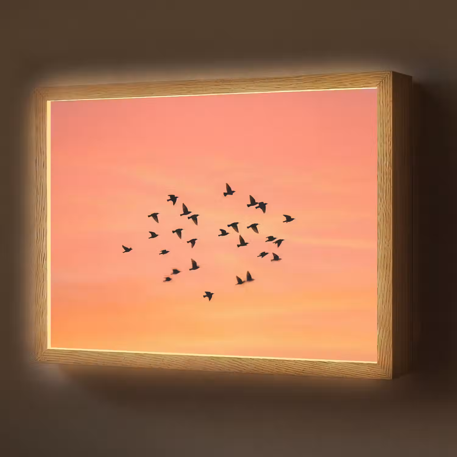 Zwerm - Vogels - Oranje Light Box met batterij (Wandlamp) middel -z3d_website