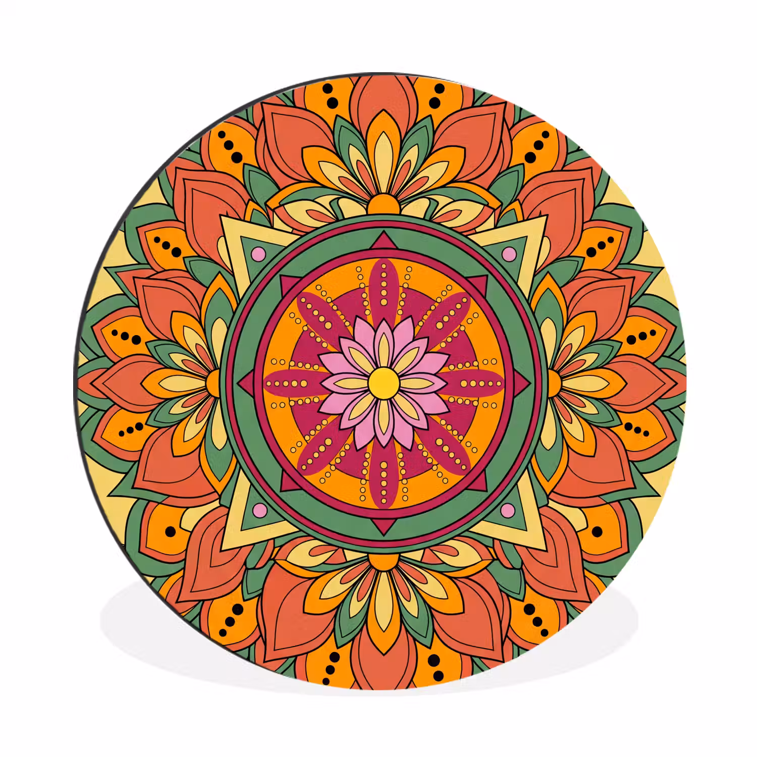 Mandala - Bloemen - Abstract - Kleurrijk Wandcirkel aluminium klein -3d