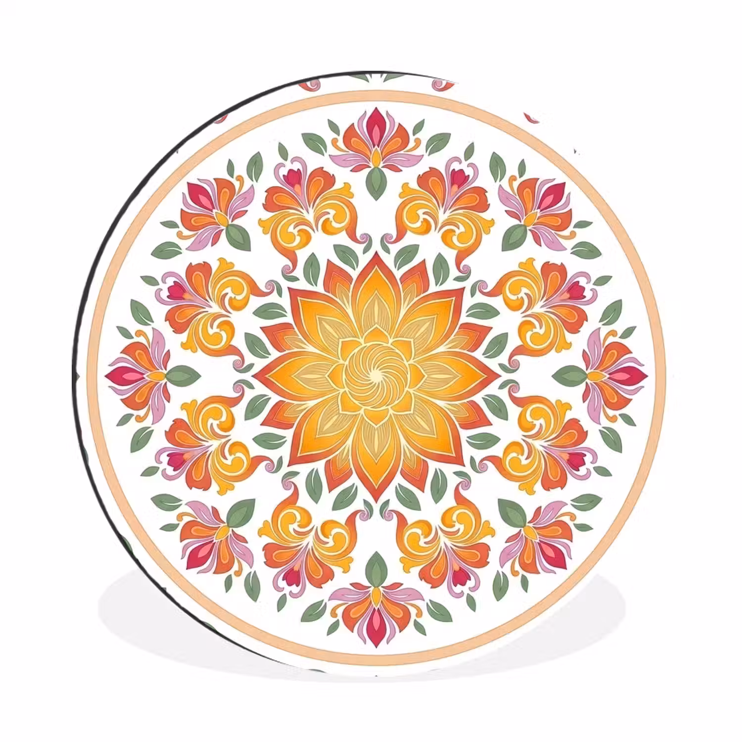 Mandala - Bloemen - Decoratie - Kleurrijk - Abstract Wandcirkel aluminium klein -3d