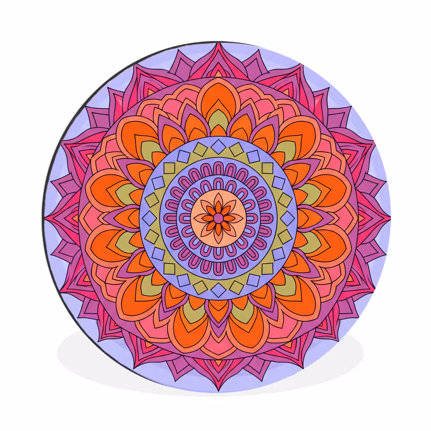 Mandala - Cirkel - Abstract - Kleurrijk - Patroon Wandcirkel aluminium klein -3d
