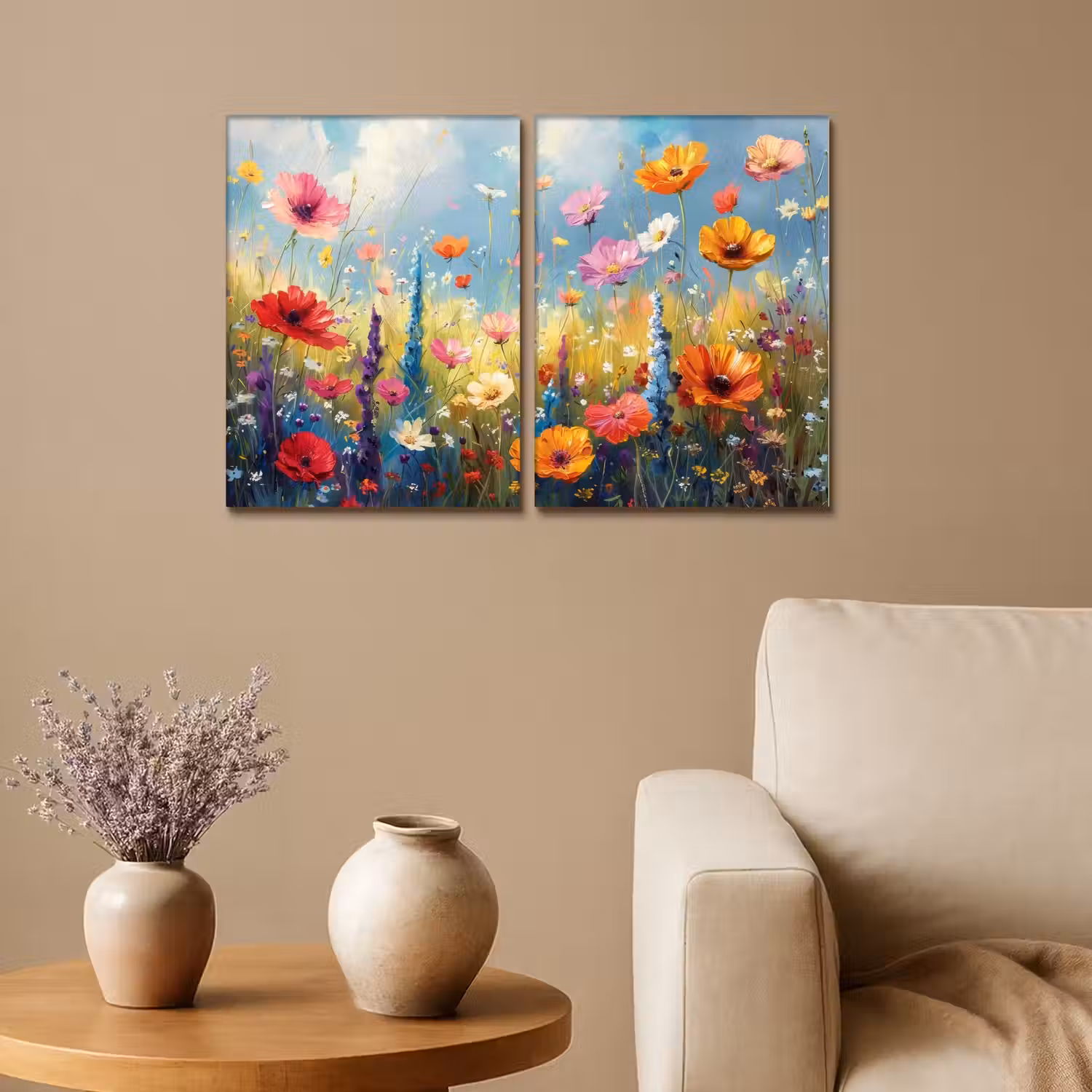 Bloemen - Lente - Kleurrijk - Zomers Canvas - Meerluiken 2 luik klein -sfeer1